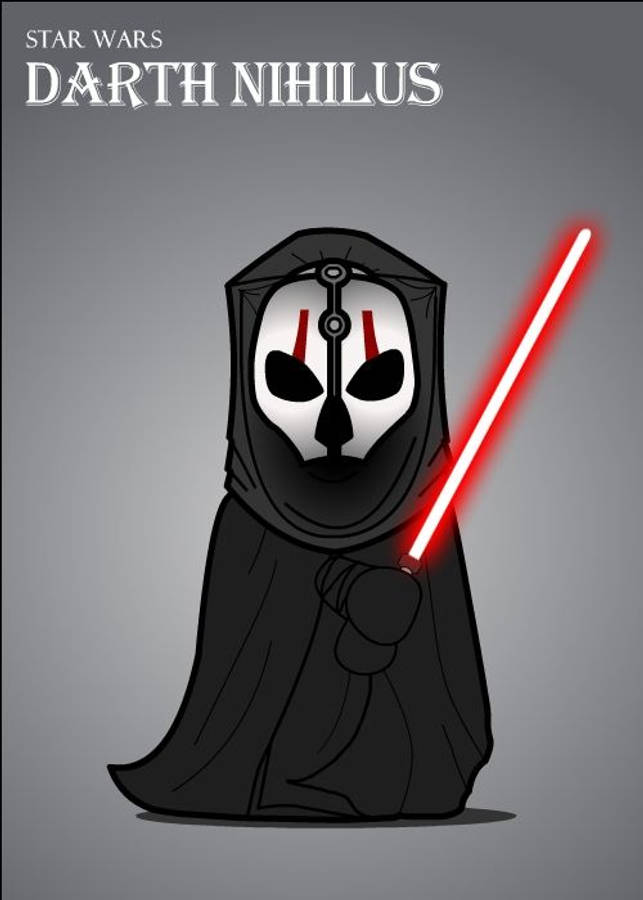 Darth Nihilus 桌布 壁紙 — 來自《星際大戰》的Q版達斯·尼赫勒斯在純灰色背景上手持發光的紅色光劍。