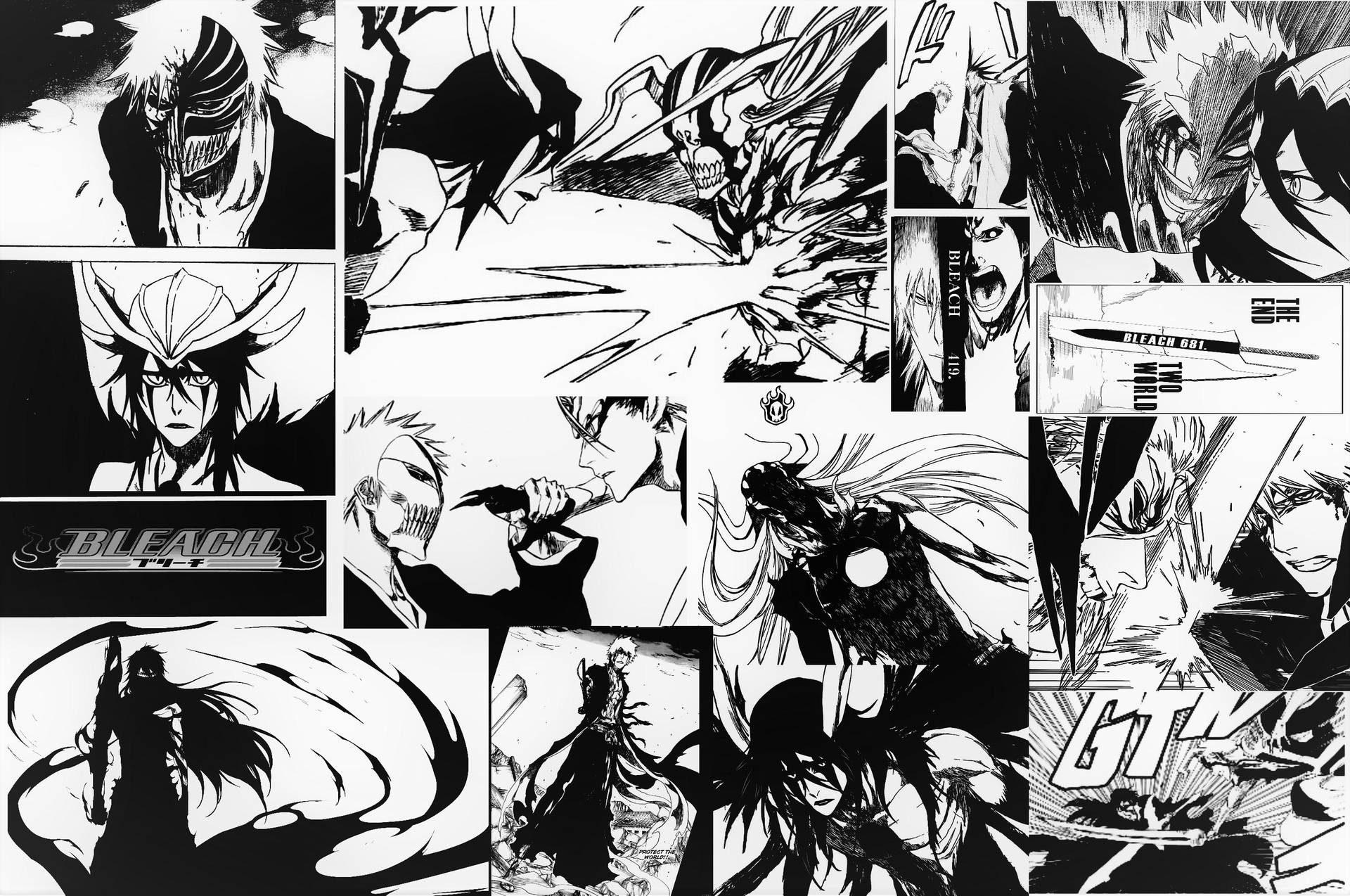 《死神》動漫漫畫面板， featuring 激烈的劍鬥和戲劇性的角色表情。 — 死神 GIF 壁紙