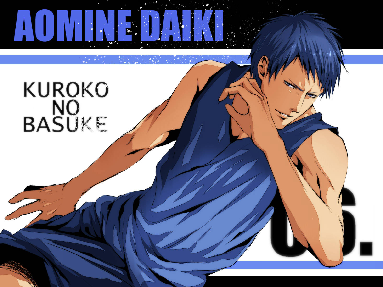 Kuroko No Basket 桌布 壁紙 — 來自《黑子的籃球》的青峰大輝穿著藍色球衣，在醒目的圖形背景前自信地擺姿勢。