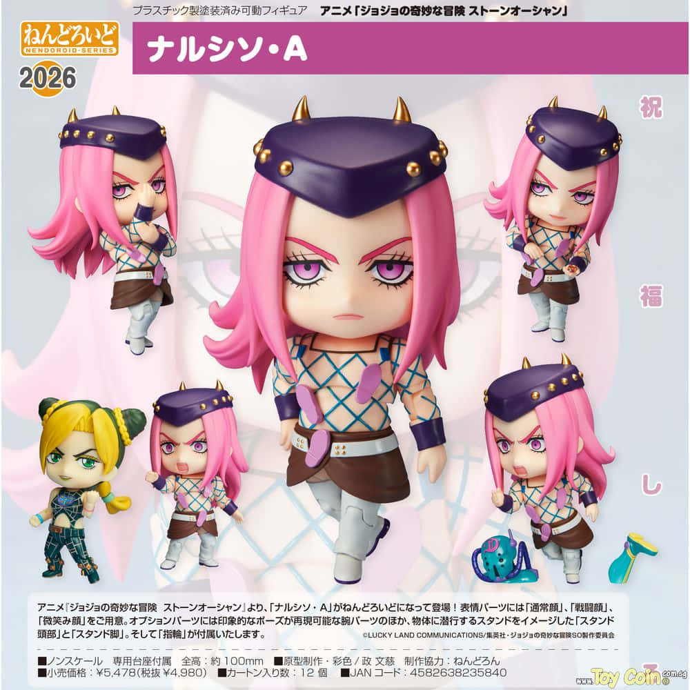 Narciso Anasui 桌布 壁紙 — 來自JoJo的奇妙冒險的Nardo A Q版動畫人偶，以多種姿勢和表情展示。