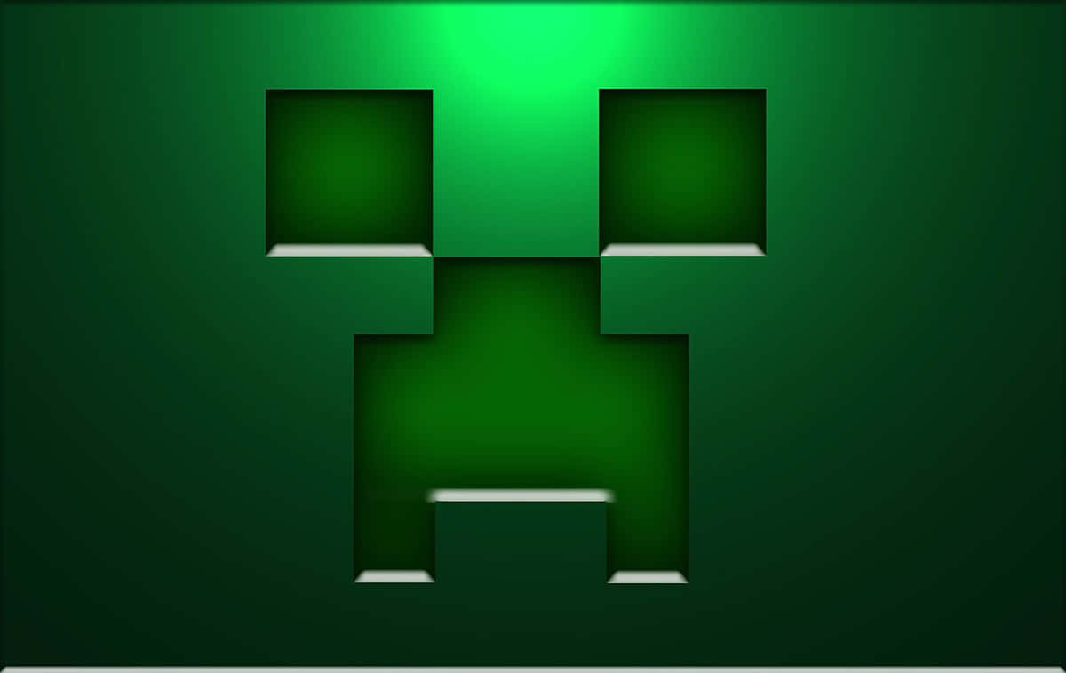 Cute Minecraft 桌布 壁紙 — 來自Minecraft的發光綠色像素化爬行者面孔，帶有漸變背景。
