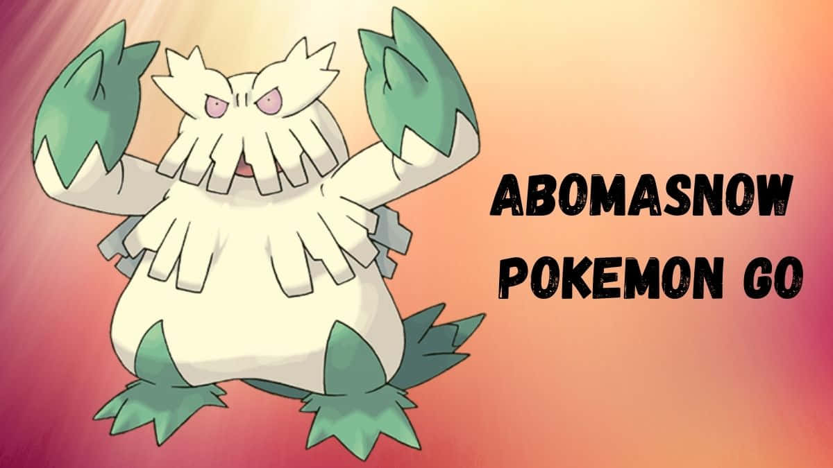 寶可夢 桌布 壁紙 — 來自Pokemon GO的卡通阿勃梭魯站在溫暖漸變背景前，配有粗體文字。