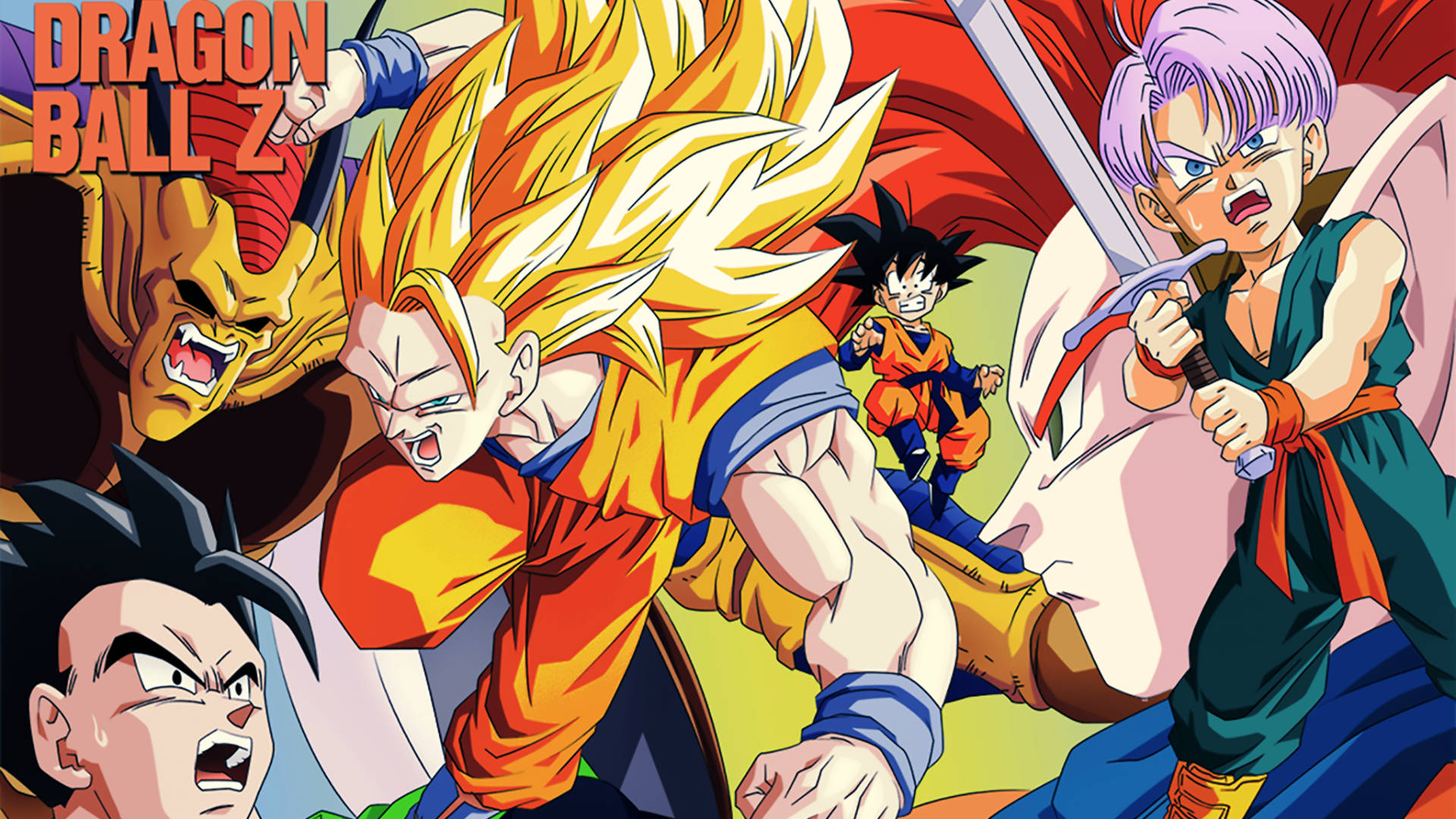 Goten 桌布 壁紙 — 來自七龍珠Z的動態動漫角色，以熾熱的能量和強烈的表情戰鬥。