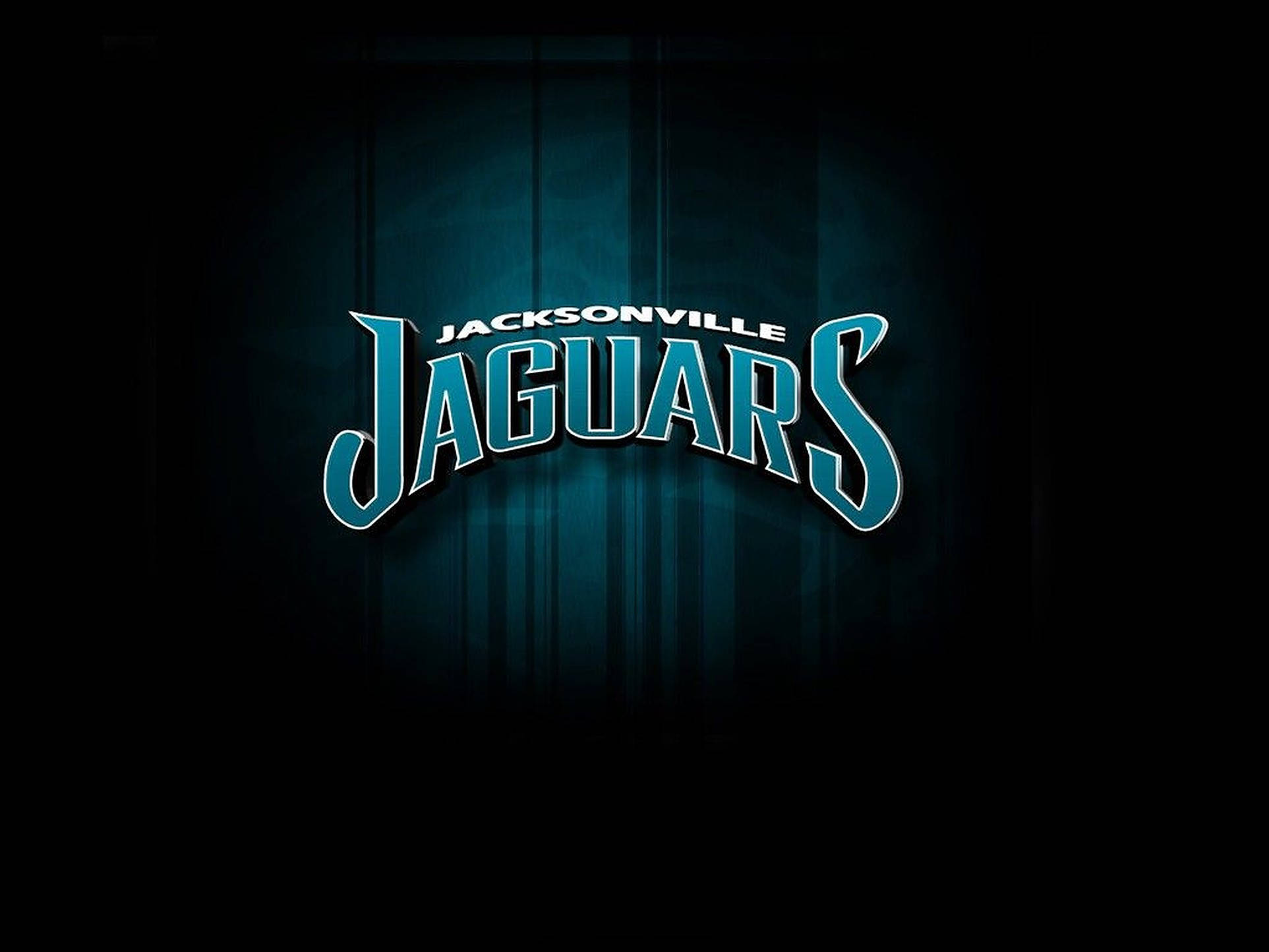 Jaguars 桌布 壁紙 — 傑克遜維爾美洲虎標誌在深色紋理背景上發出青綠色光芒，並帶有垂直光條。
