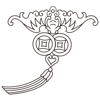 傳統中文符咒輪廓圖案 — 中文 壁紙