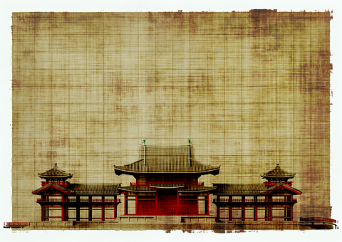 傳統日式建築紙張背景 壁紙