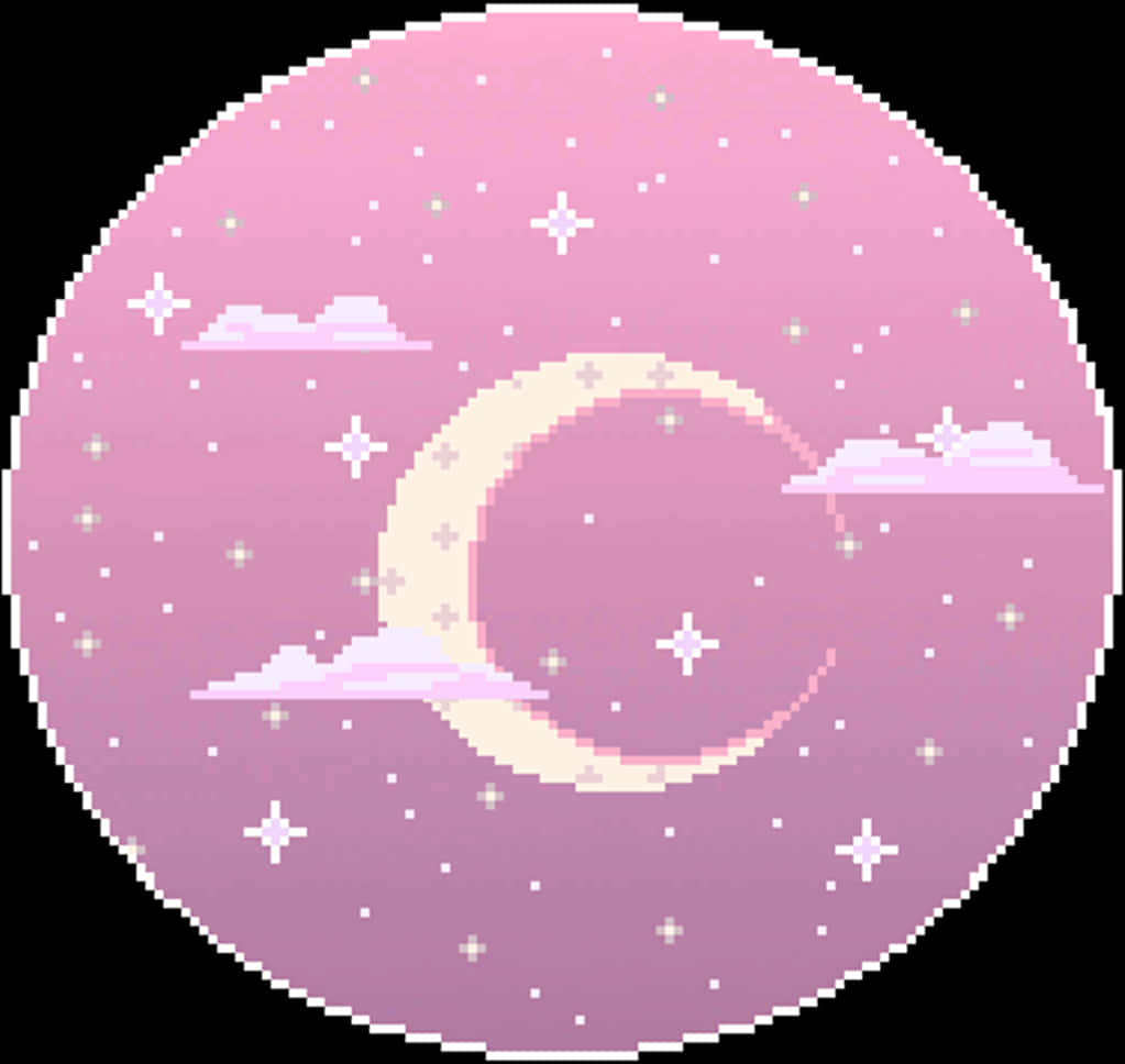 像素化新月與星辰 壁紙