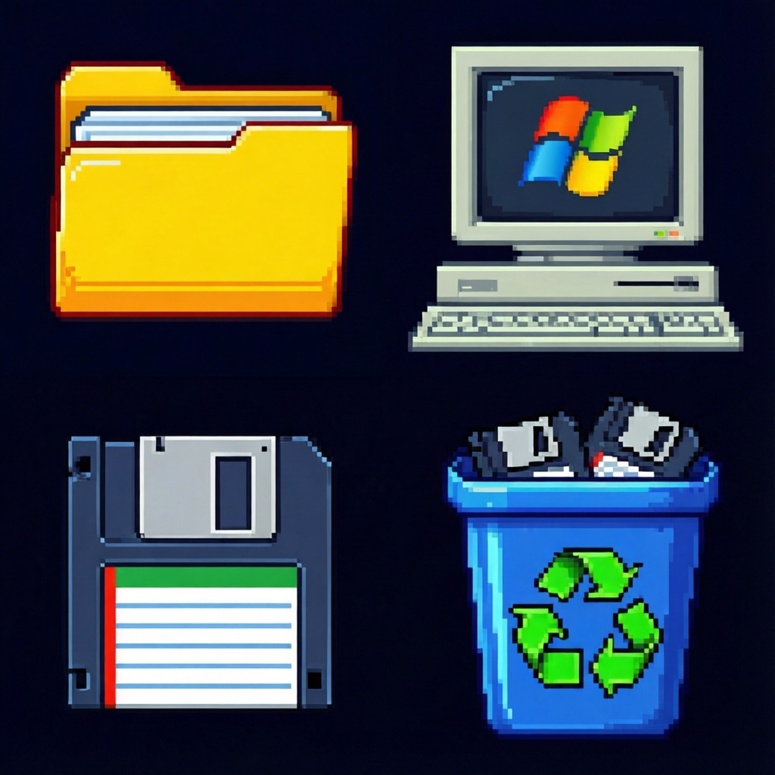 像素藝術 Windows 95 圖標 壁紙
