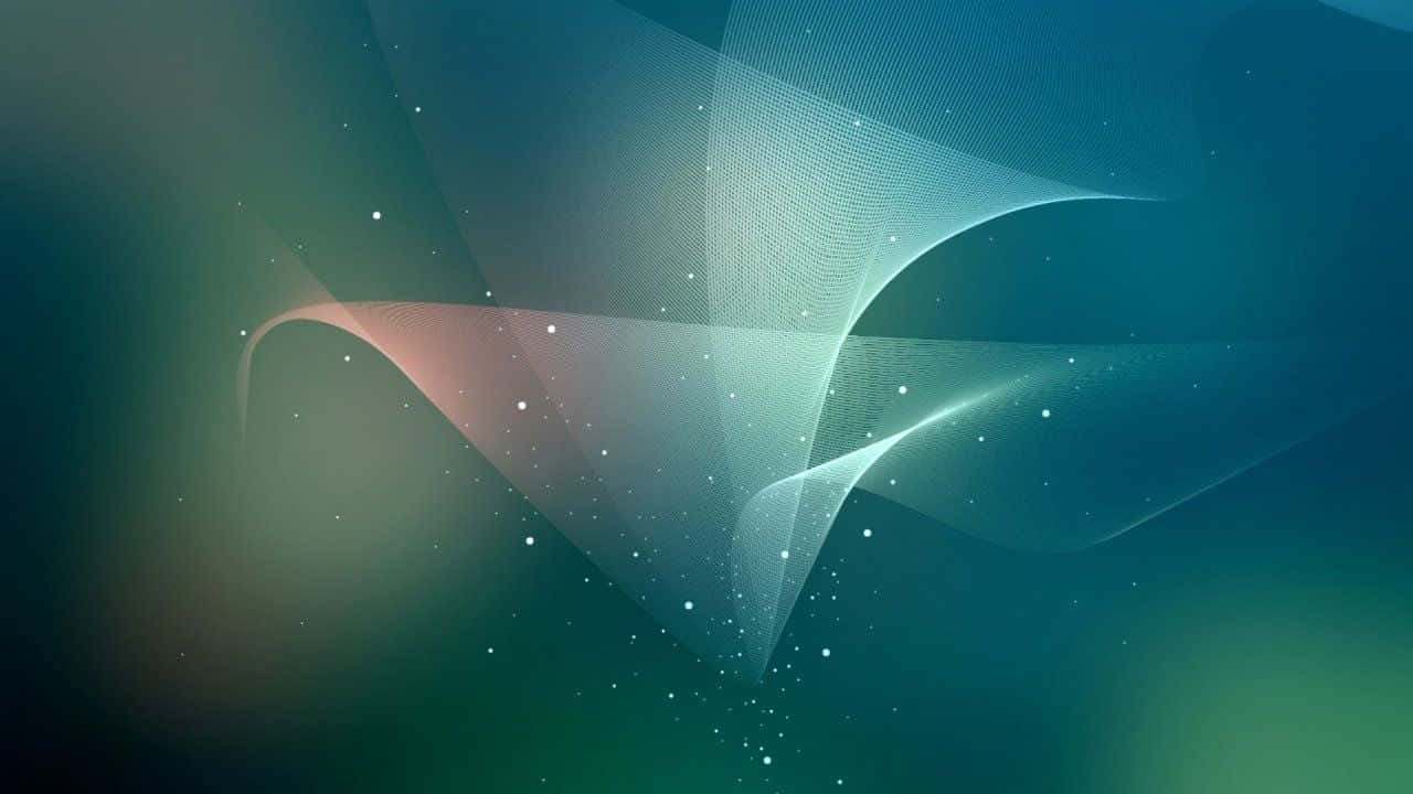 桌布 壁紙 — 優雅流動的數位波浪，以青綠色和珊瑚色柔和發光，襯托星空漸變背景。
