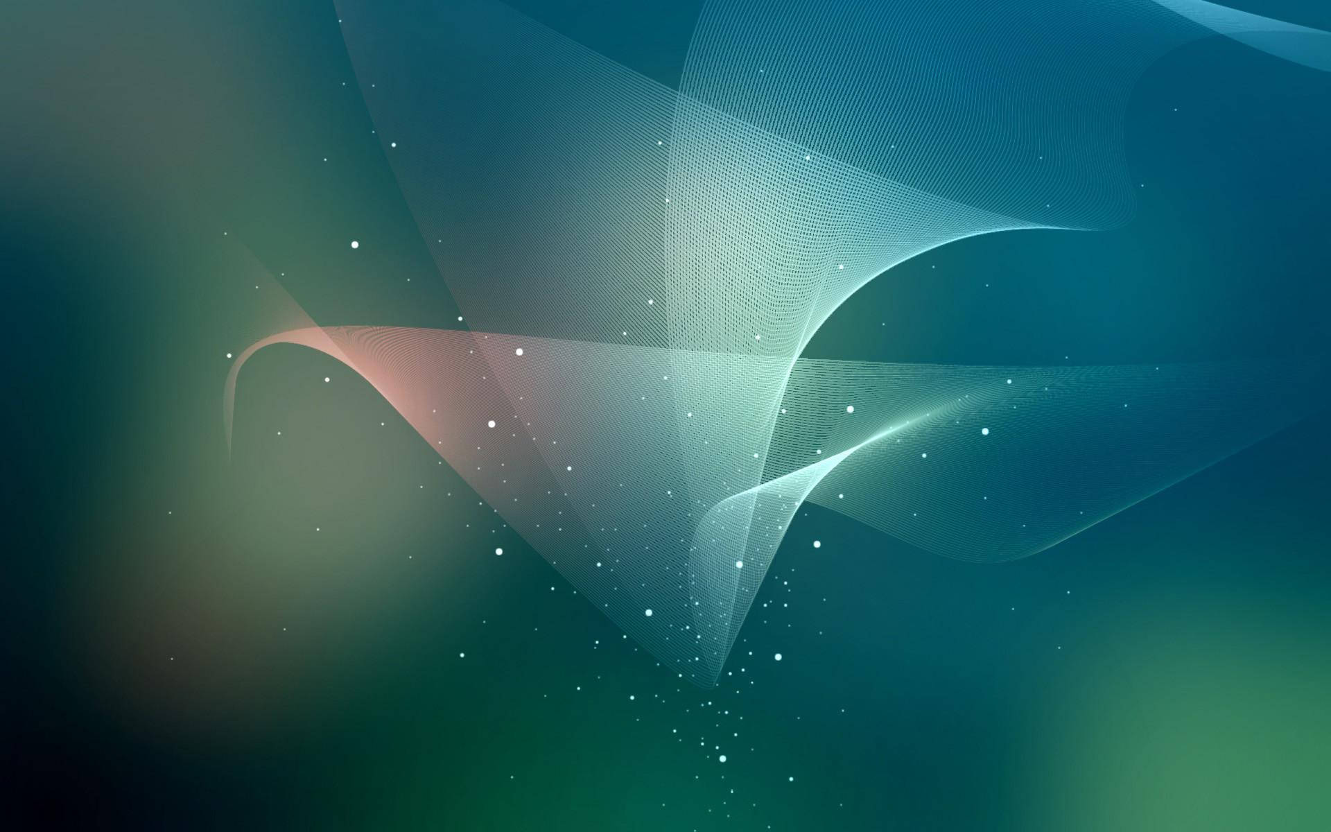 青色GIF 桌布 壁紙 — 優雅流動的數位波浪以青綠色和珊瑚色柔和發光，襯托著星空漸變背景。
