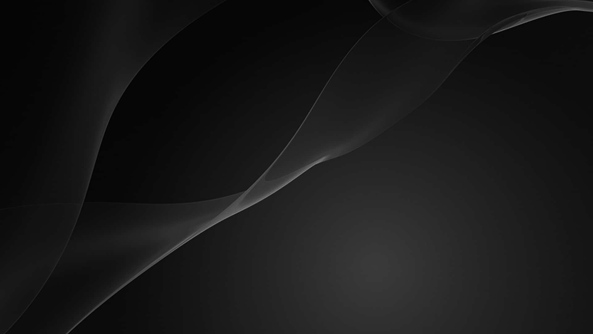 Black And White Abstract 桌布 壁紙 — 優雅流動的白色絲帶在深黑色漸變背景上滑行，營造出極簡抽象動感。