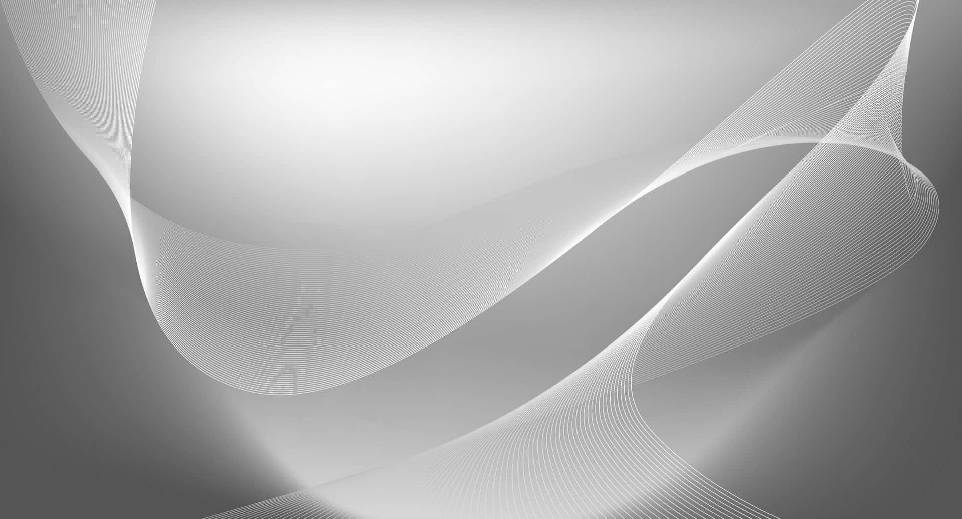 Gray Aesthetic 桌布 壁紙 — 優雅流動的白色線條在柔和的灰色漸變背景上優美地彎曲，營造出寧靜簡約的抽象設計。
