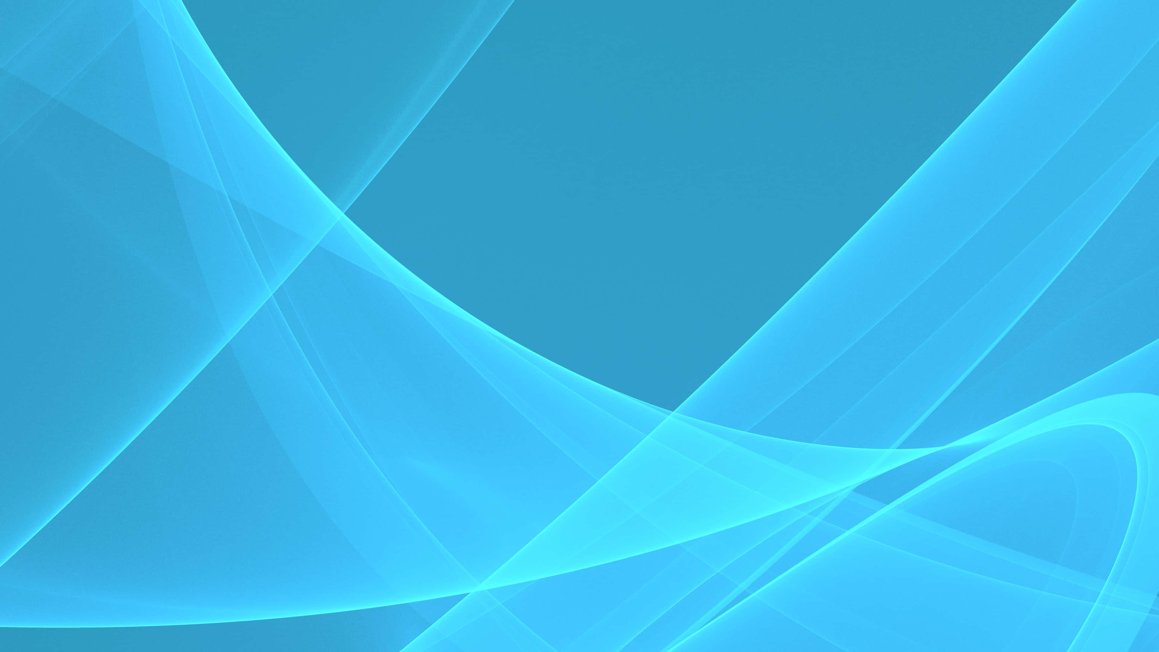Abstract Design 桌布 壁紙 — 優雅流動的藍色絲帶在漸變天藍色背景上優美彎曲，營造出寧靜的數位抽象構圖。