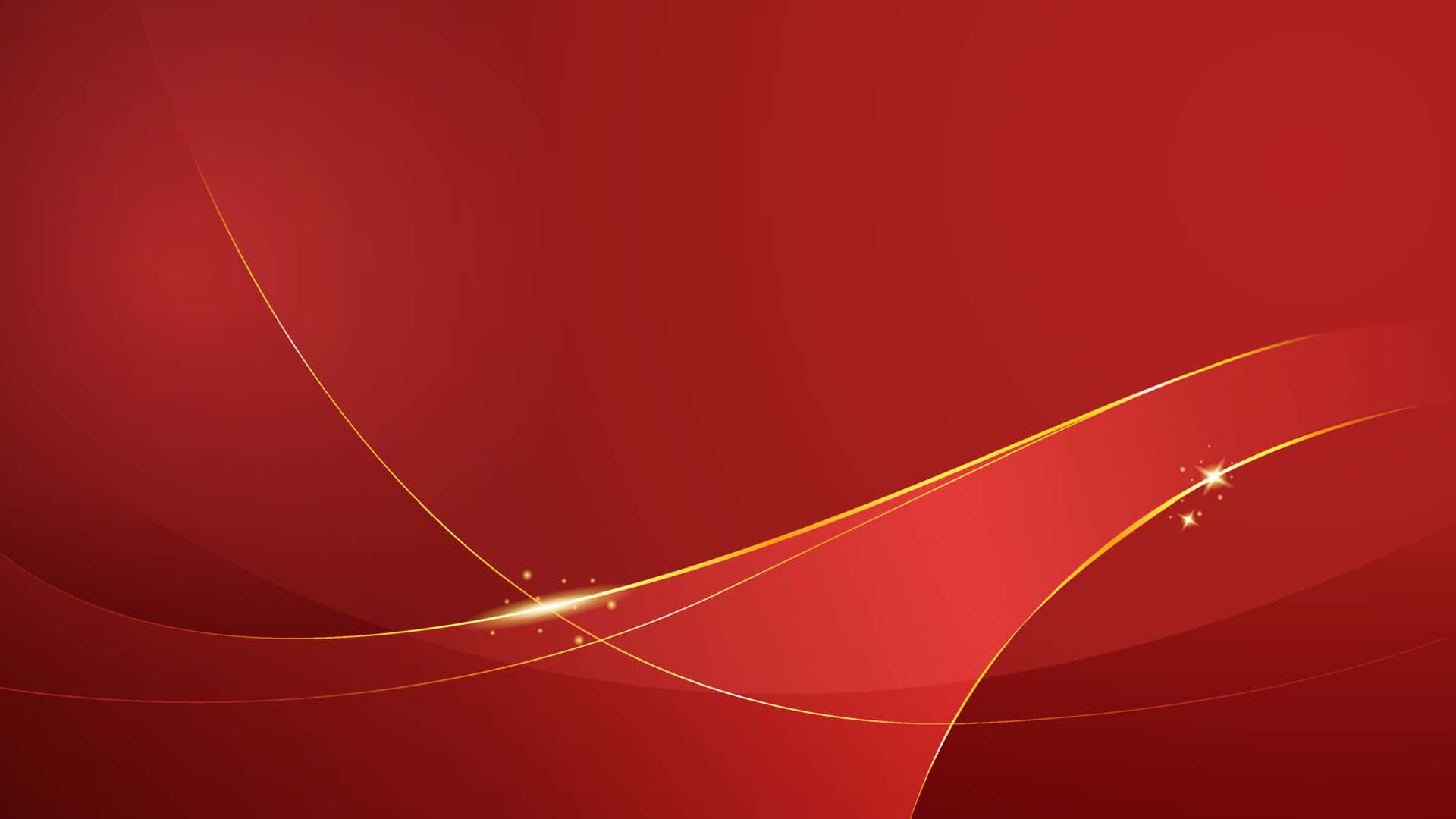 Red And Gold 桌布 壁紙 — 優雅流動的金色線條，帶有閃爍亮點，在豐富的漸變紅色背景上滑過。