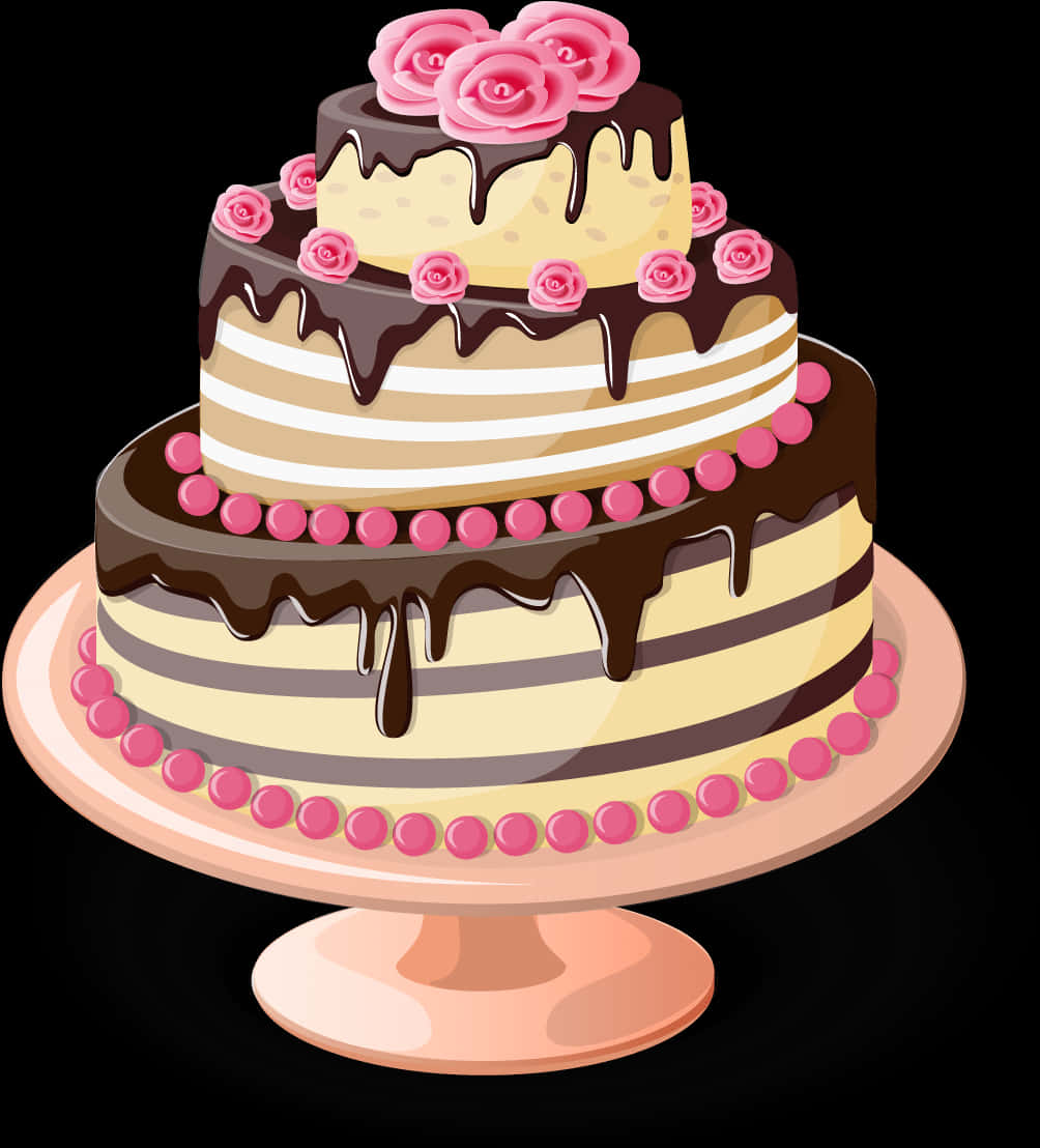 優雅生日蛋糕插畫 壁紙