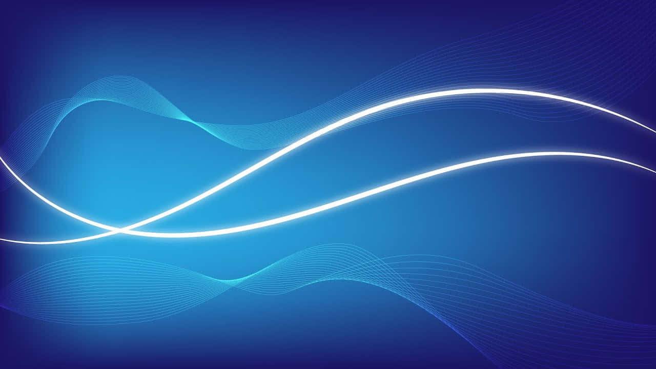 設計 桌布 壁紙 — 優雅發光的白色波浪線條在漸變藍色數位背景上優美地流動。