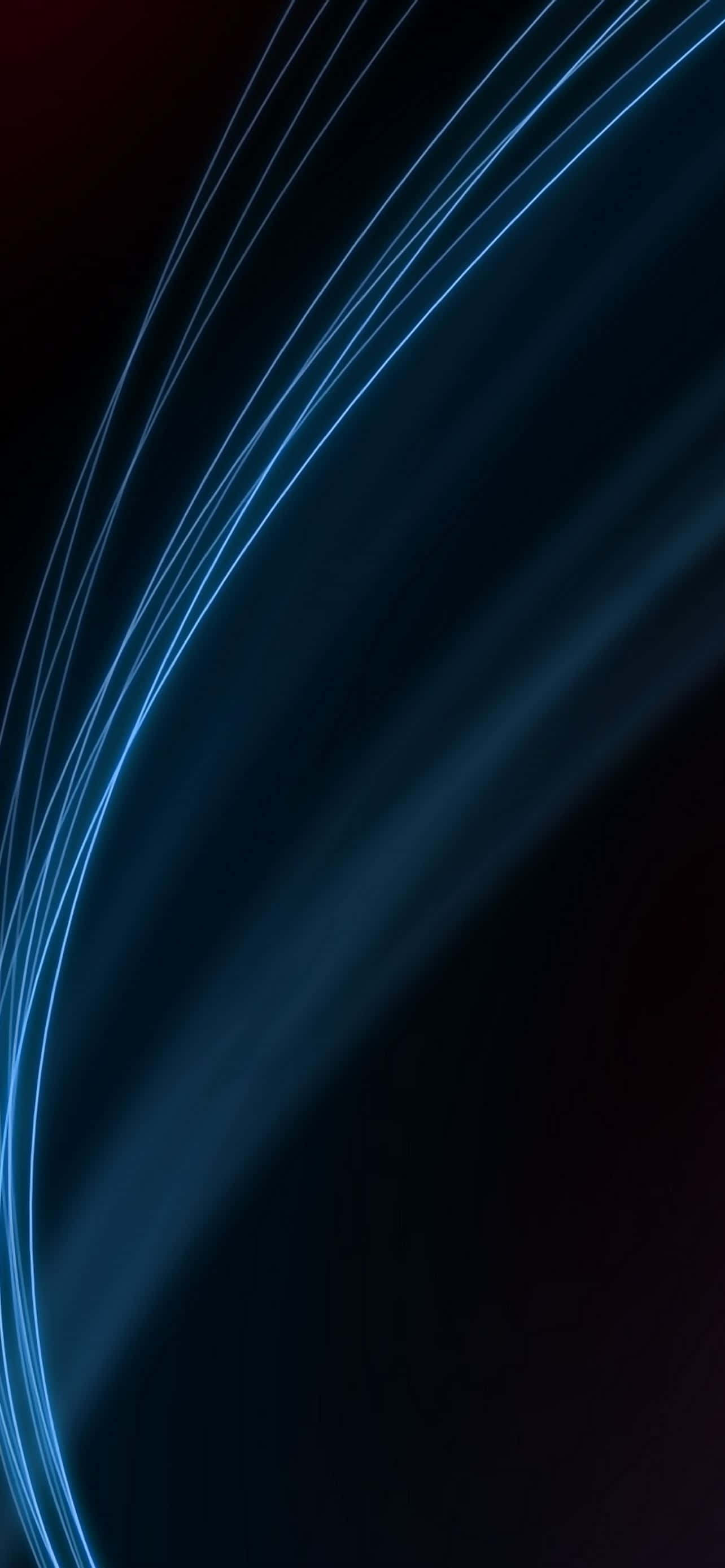Black And Blue iPhone 桌布 壁紙 — 優雅發光的藍色光條在深黑色背景上優美地彎曲，營造出未來主義的抽象運動效果。