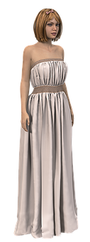 優雅白禮服女性 壁紙