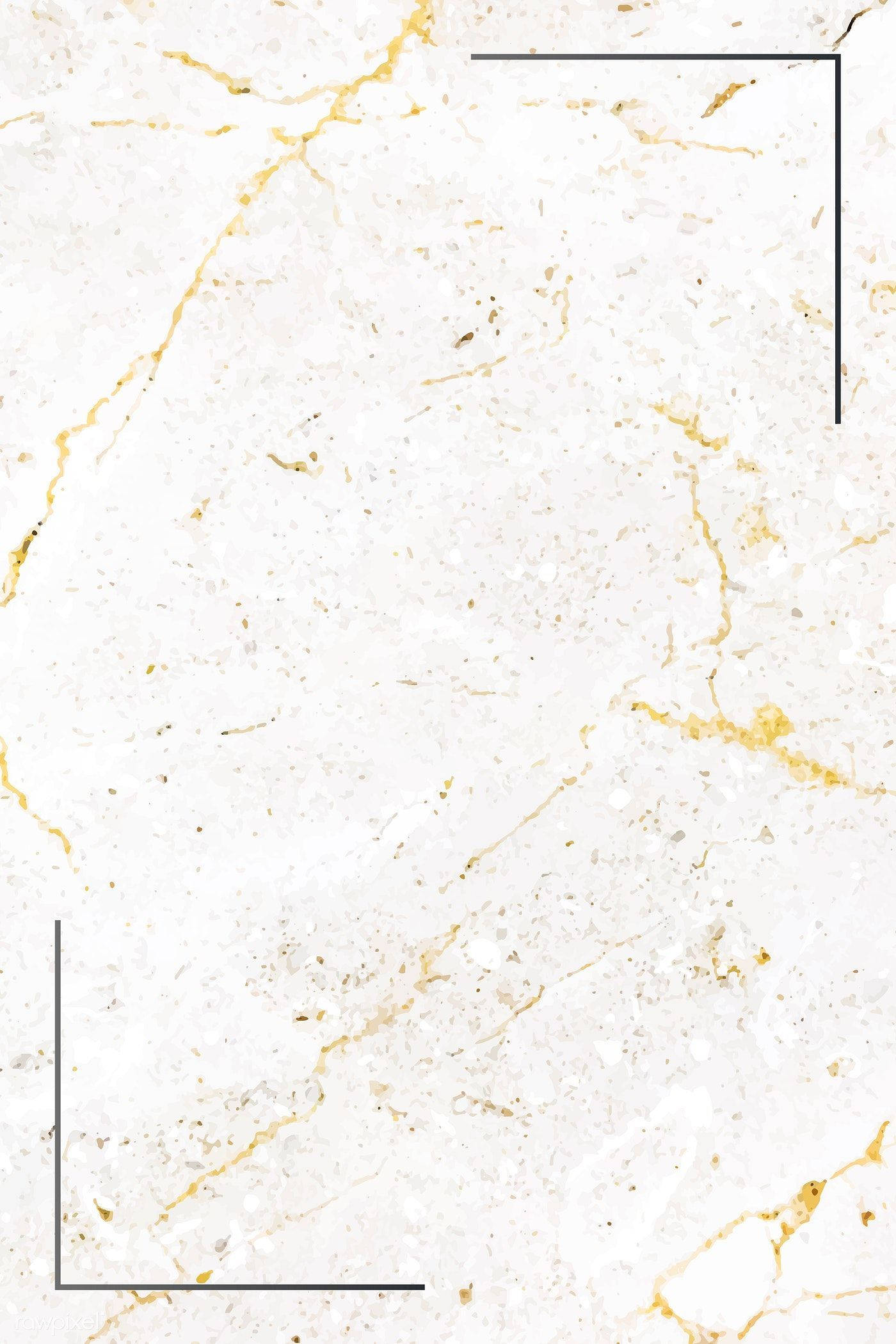 White Marble 桌布 壁紙 — 優雅白色大理石搭配金色紋理，以極簡黑色線條框出奢華設計。