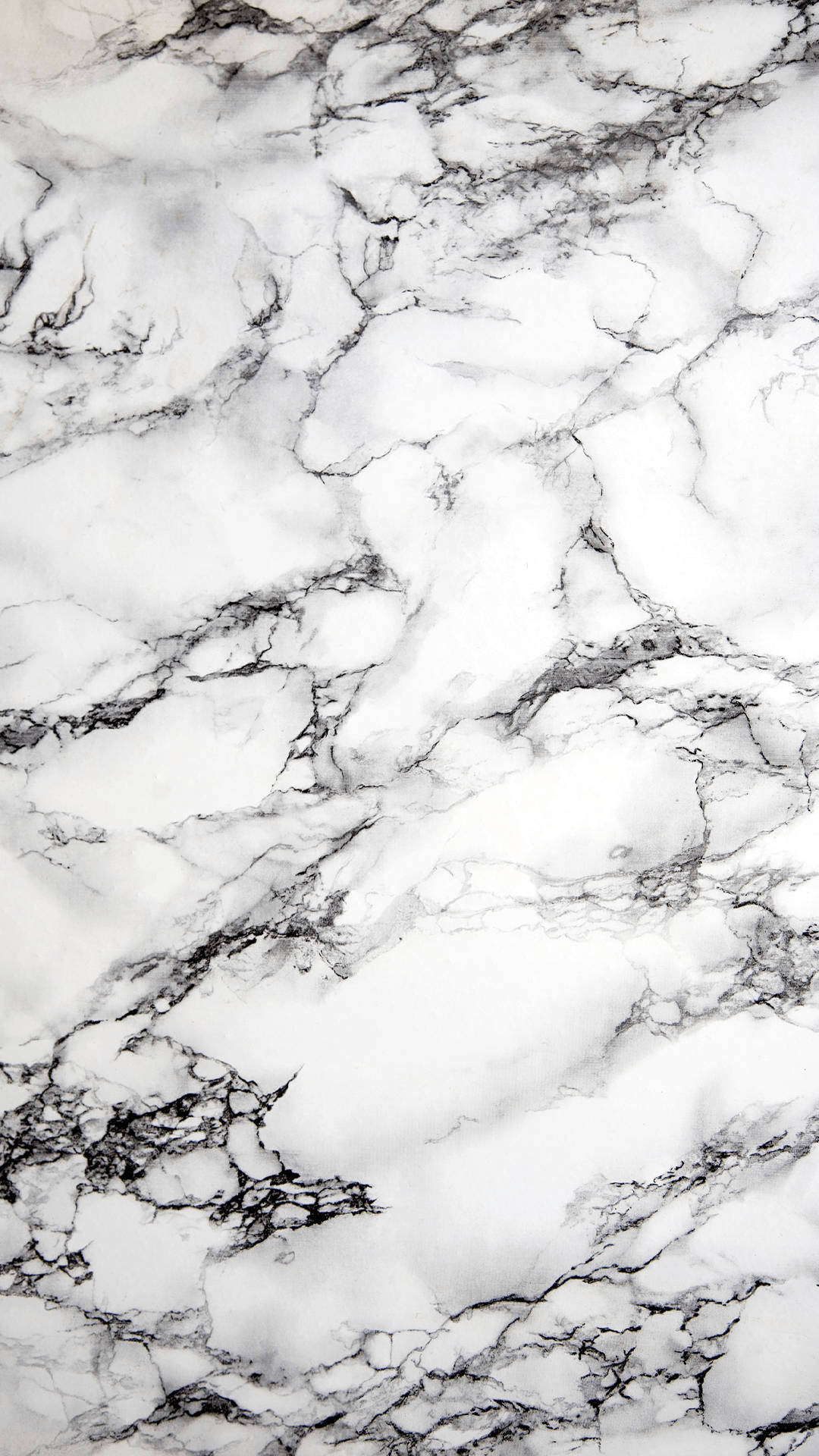 White Marble 桌布 壁紙 — 優雅白色大理石的近距離特寫，表面有機圖案中流動著大膽的黑色紋理。