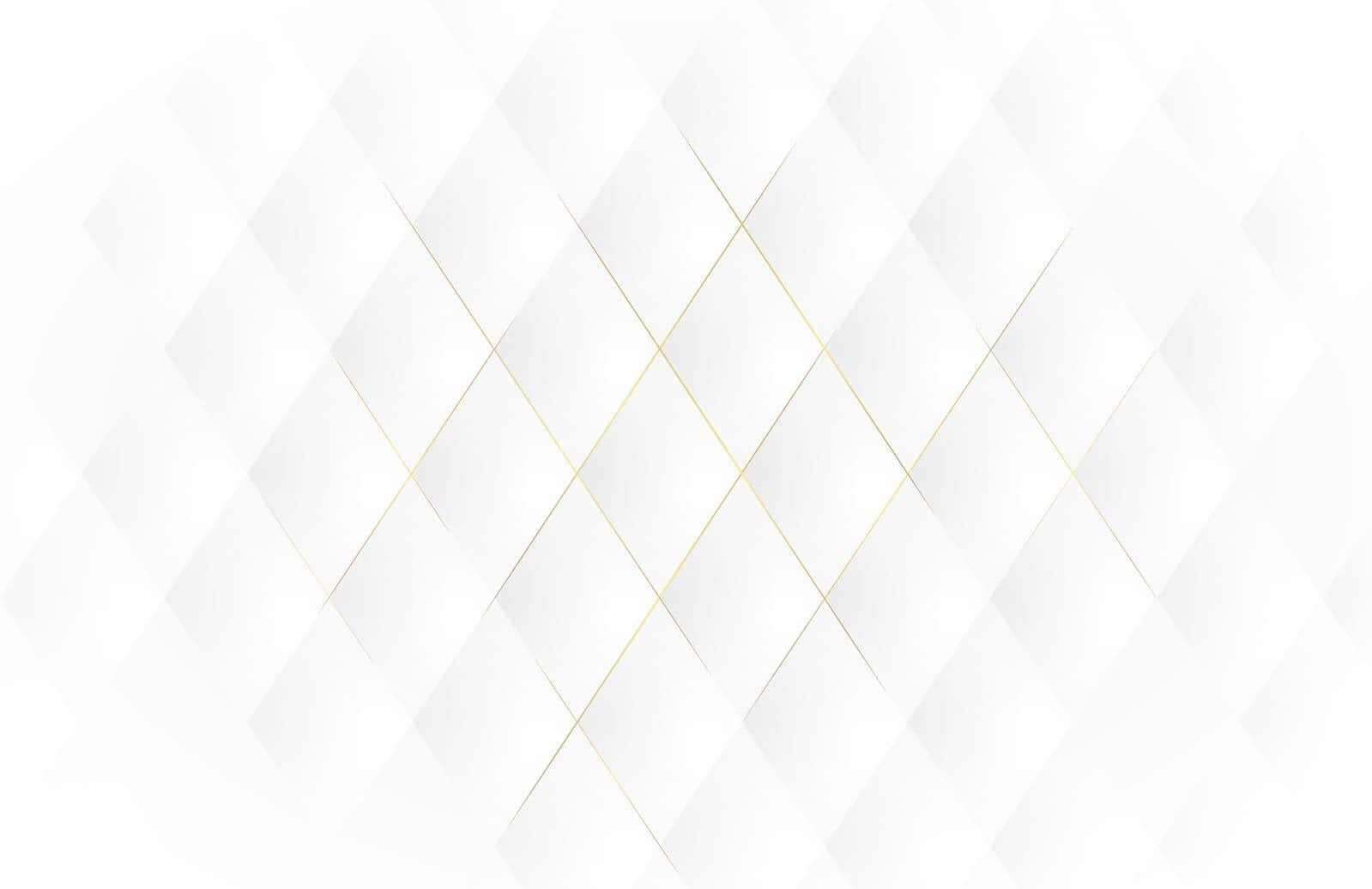 White Pattern 桌布 壁紙 — 優雅白色幾何圖案壁紙，帶有細膩金色線條形成鑽石圖案。