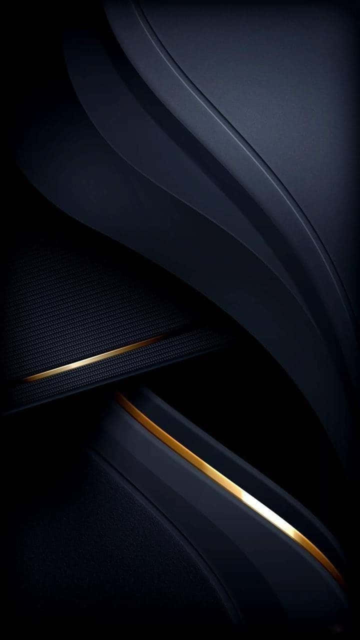 Elegant Black And Gold 桌布 壁紙 — 優雅的深藍色抽象曲線搭配發光的金色線條，營造出奢華的現代極簡設計。