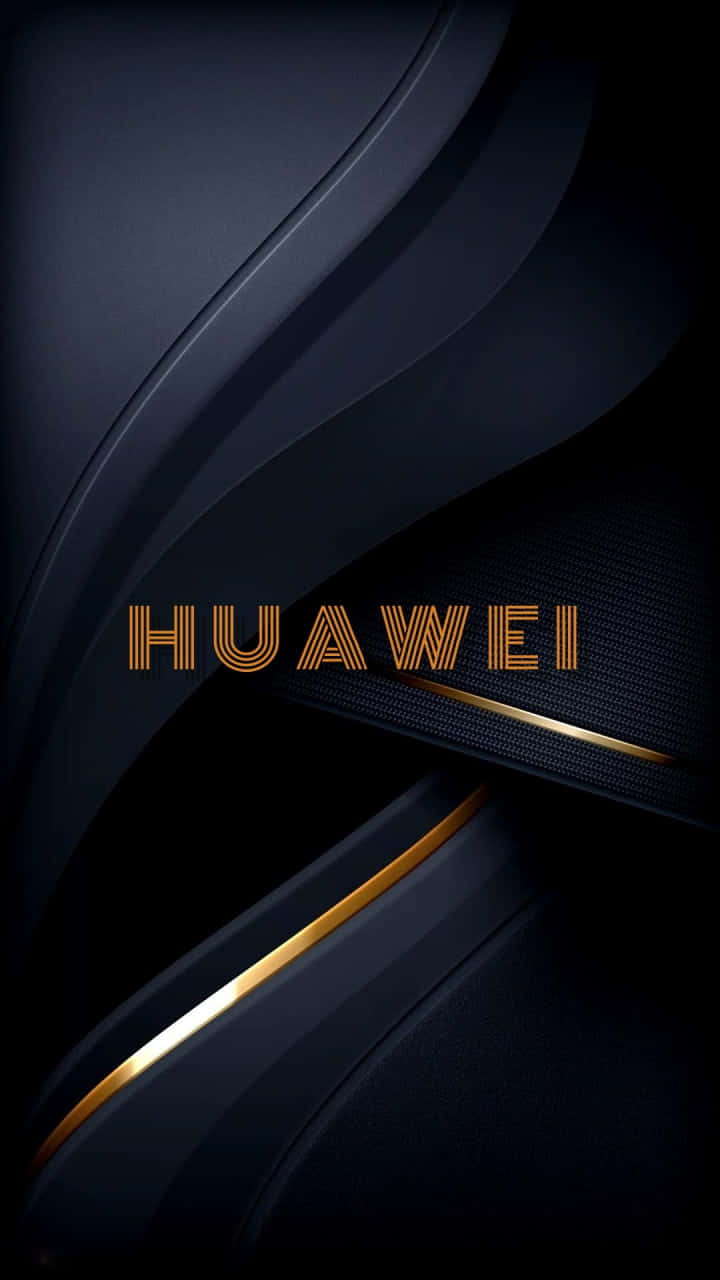 深藍色抽象背景上的金色Huawei標誌，帶有發光線條 — 華為 GIF 壁紙