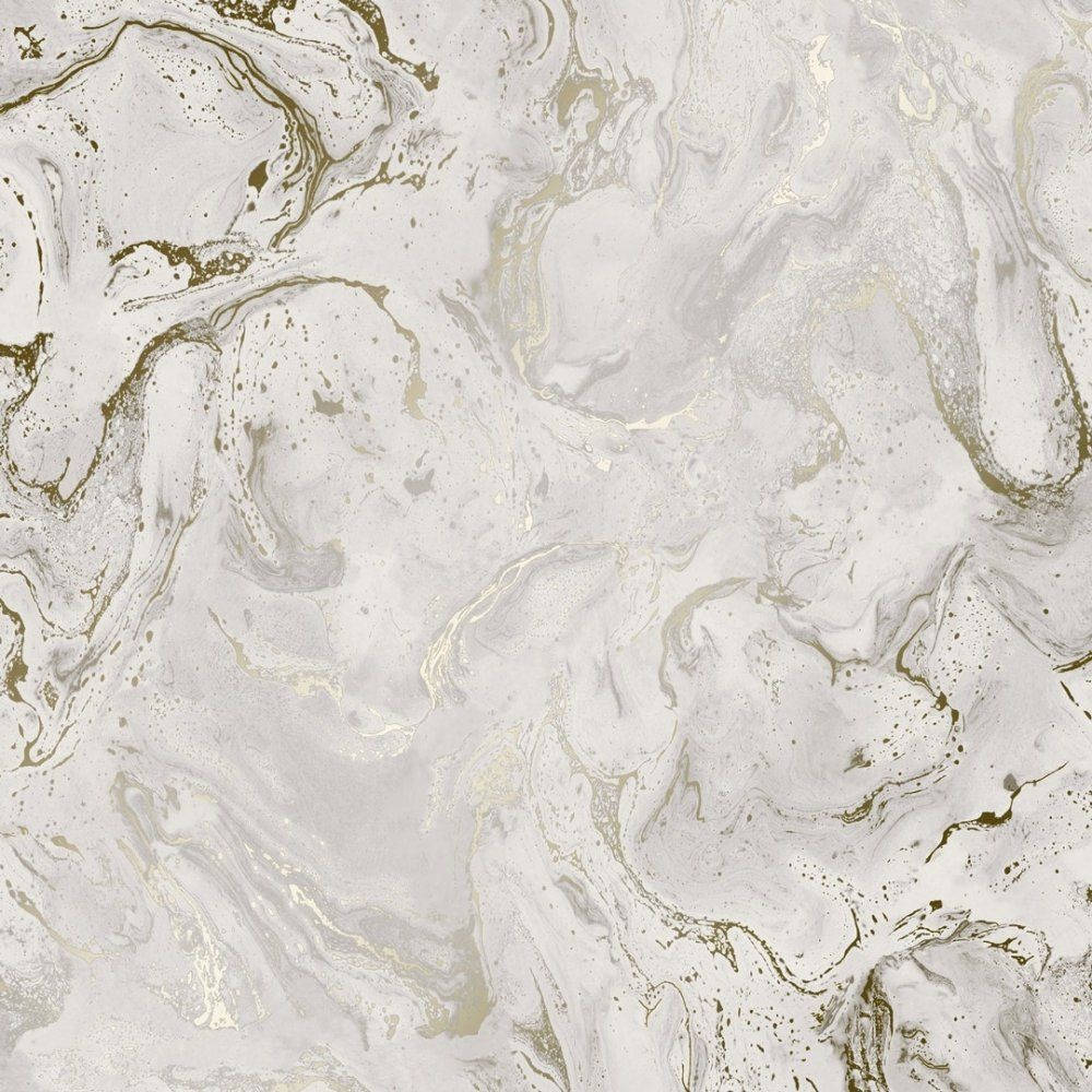 White Marble 桌布 壁紙 — 優雅的漩渦大理石圖案，採用柔和的白金色和灰色調，帶有細微斑點。