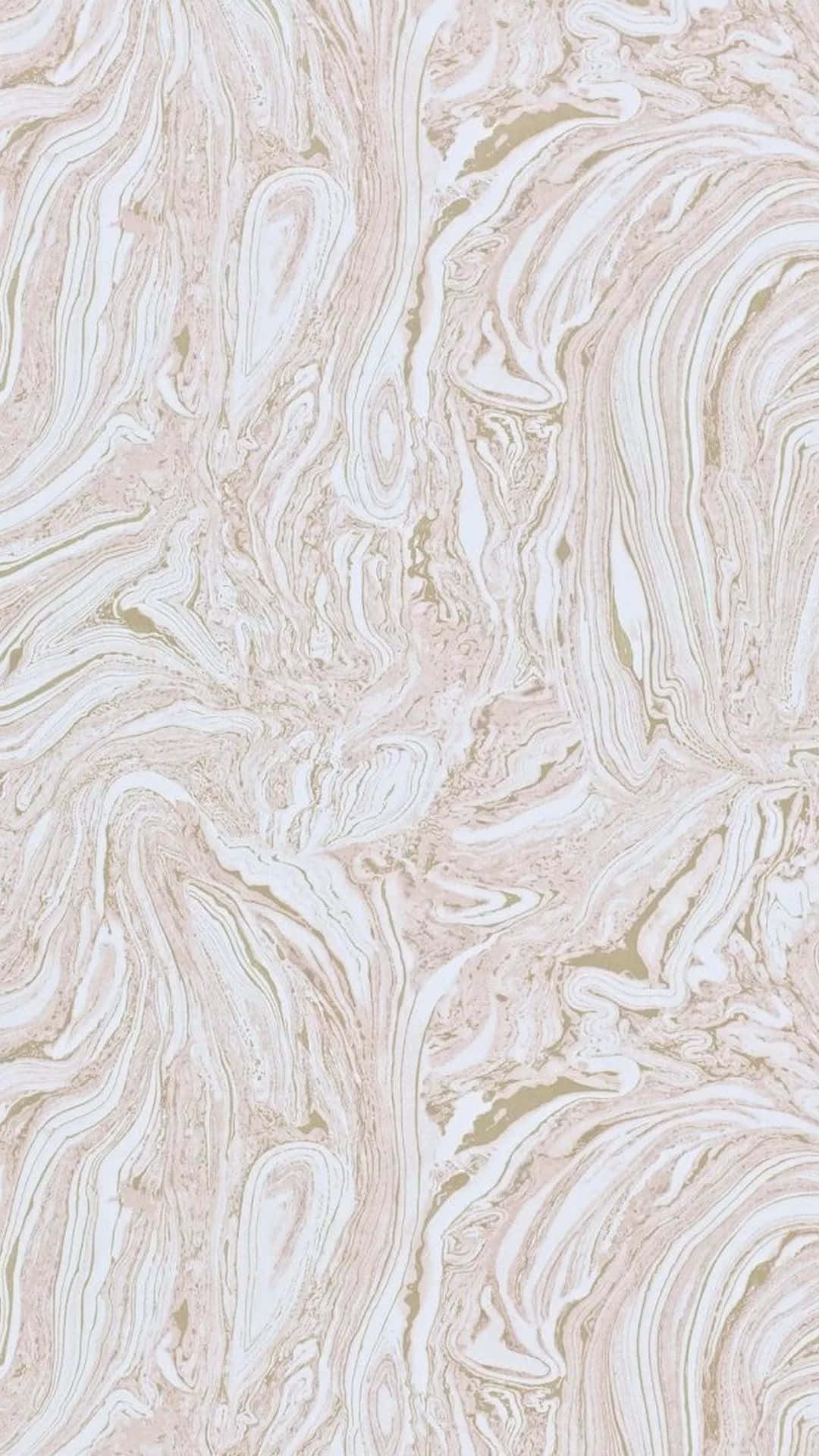 Marble Phone 桌布 壁紙 — 優雅的漩渦大理石圖案，採用柔軟的米色和白色，表面帶有微妙的金色紋理流動。