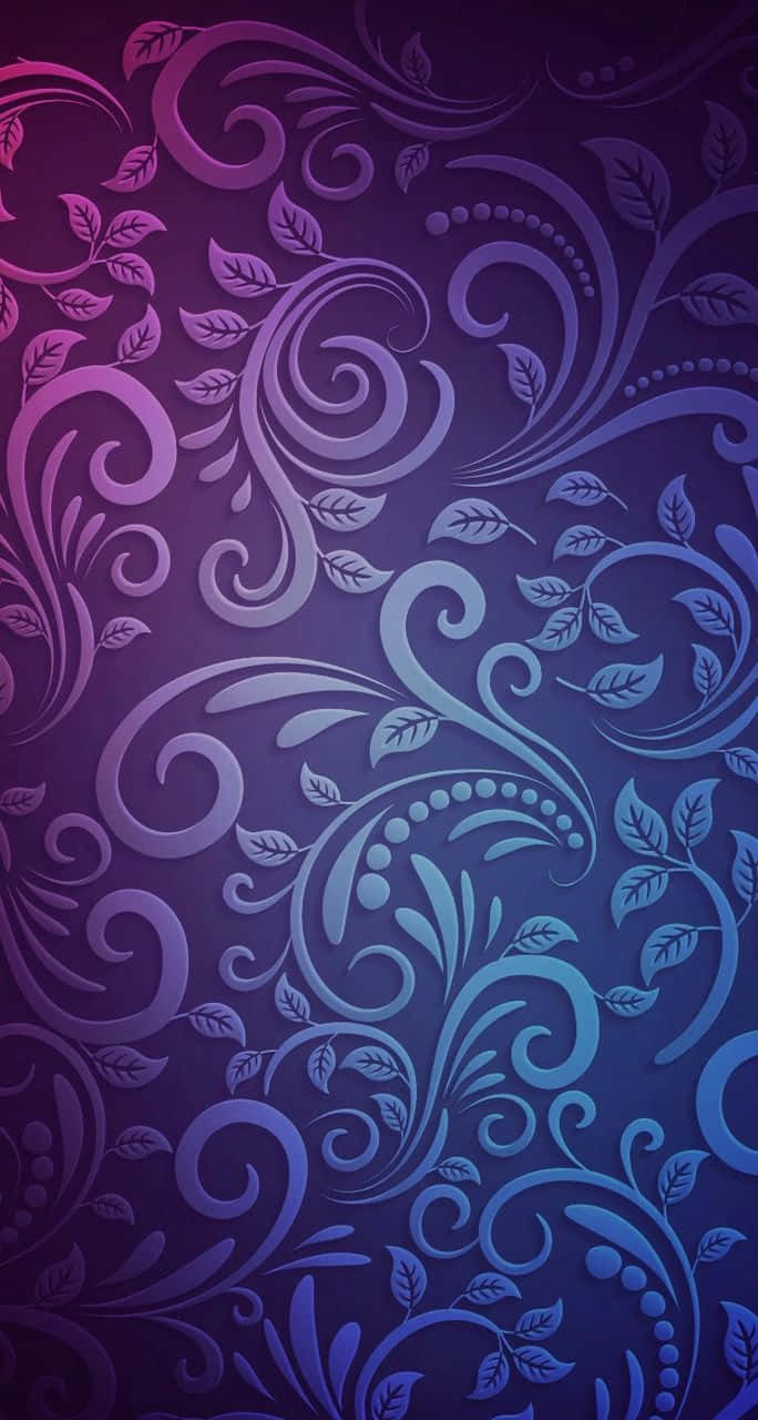 Paisley 桌布 壁紙 — 優雅的漩渦花卉圖案，採用漸變紫色和藍色色調，營造出奢華的壁紙設計。