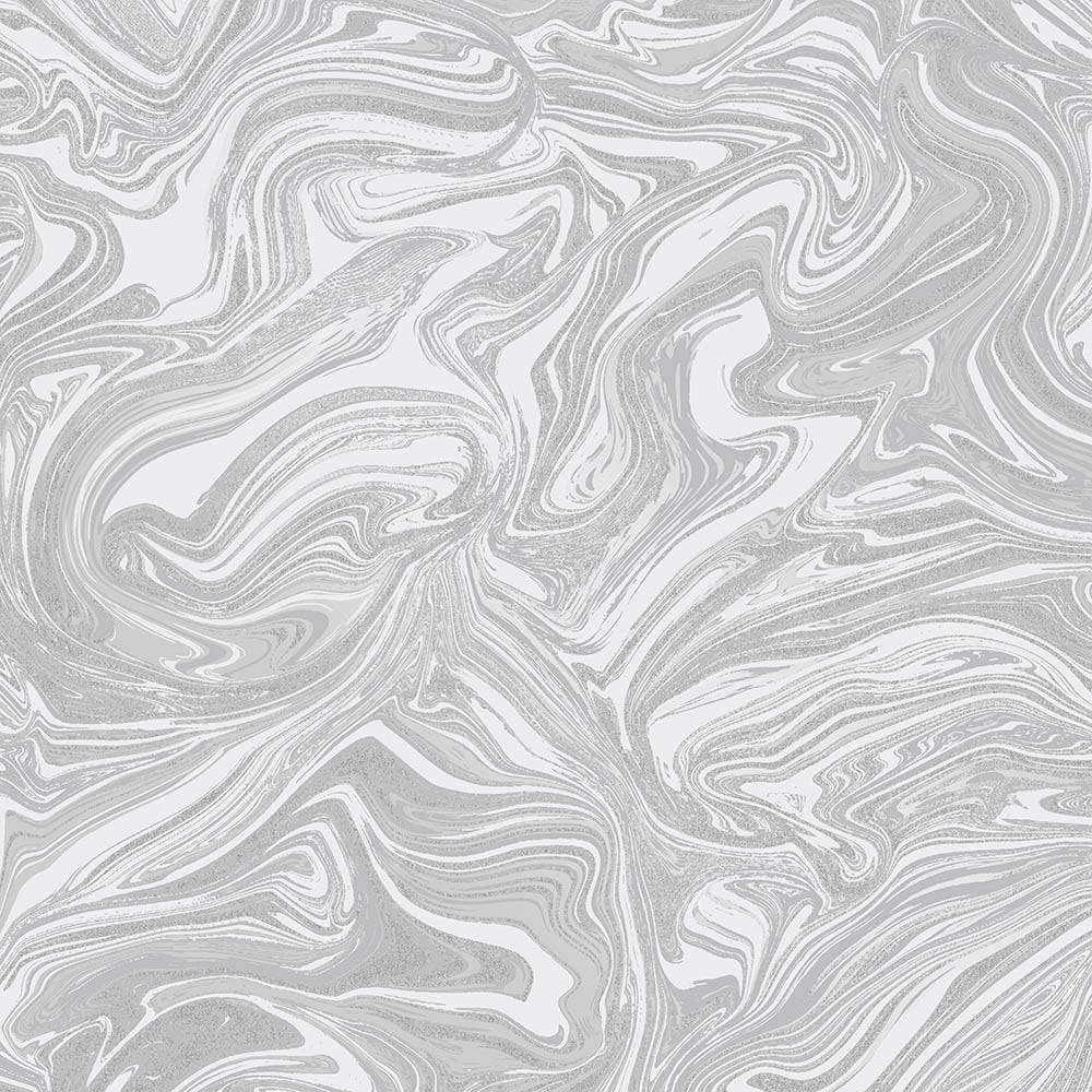 White Marble 桌布 壁紙 — 優雅的灰色和白色漩渦大理石圖案，帶有微妙的閃光紋理，適合現代室內設計。