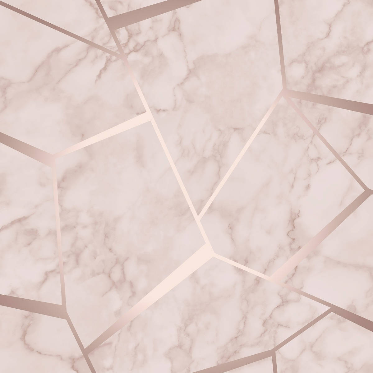 Rose Gold Ombre 桌布 壁紙 — 優雅的玫瑰金幾何線條覆蓋在柔和的米色大理石紋理上，形成無縫圖案。