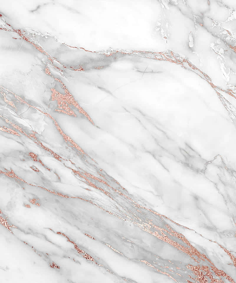 Marble Macbook 桌布 壁紙 — 優雅的白色大理石，帶有流動的灰色紋理和閃爍的玫瑰金點綴，營造出奢華的抽象質感。