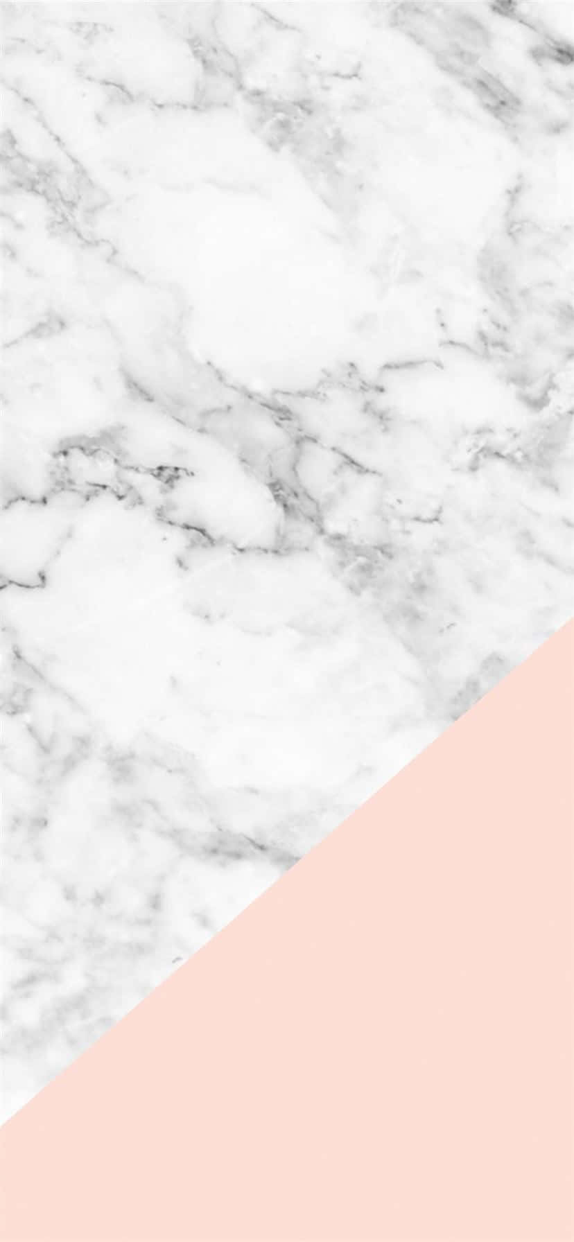 Best Marble 桌布 壁紙 — 優雅的白色大理石，帶有灰色紋理，被柔和的粉紅色幾何區塊對角線分割。