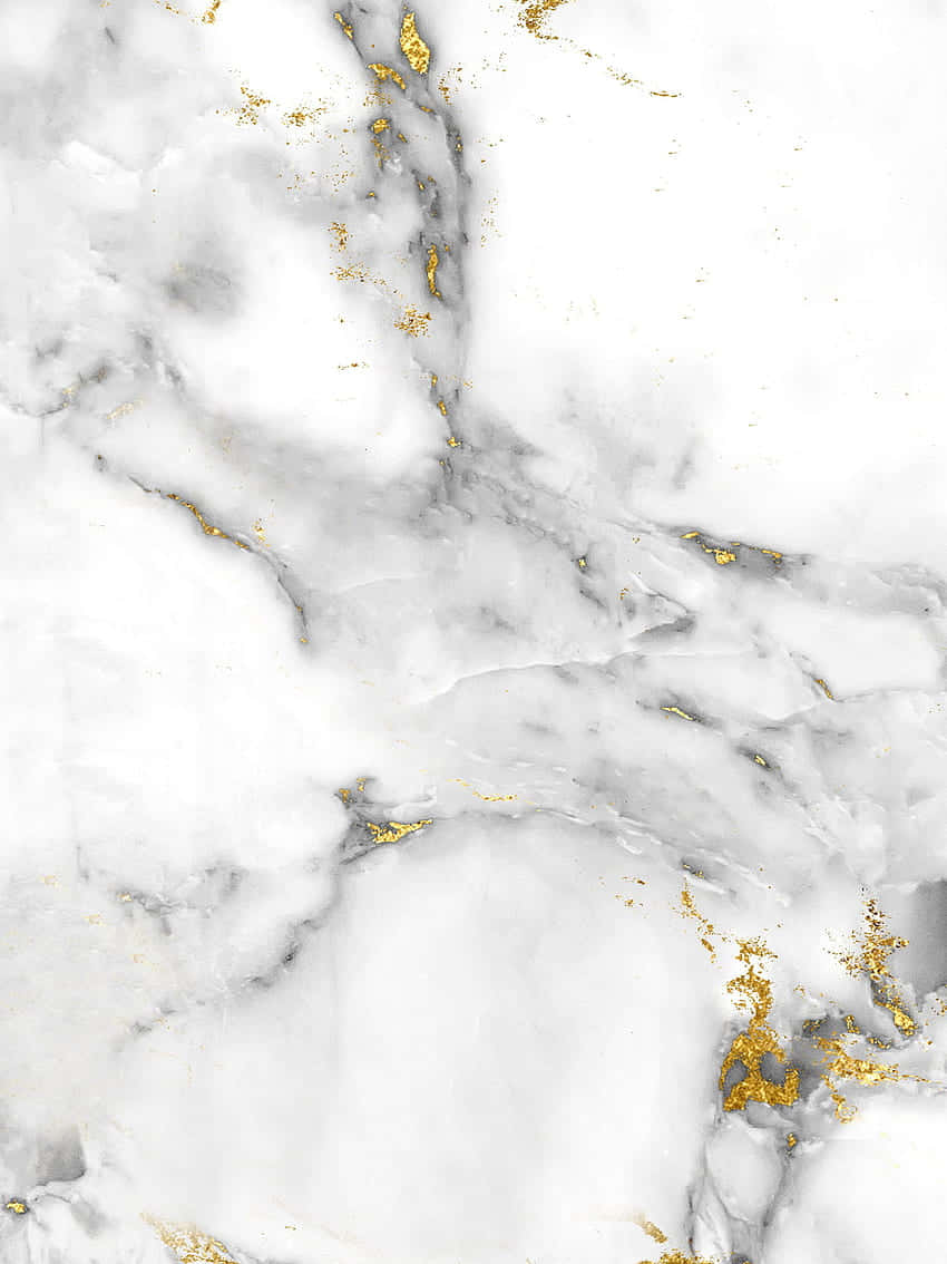 Marble iPad 桌布 壁紙 — 優雅的白色大理石，帶有灰色紋理和散落的金色斑點，營造出豪華的抽象質感。