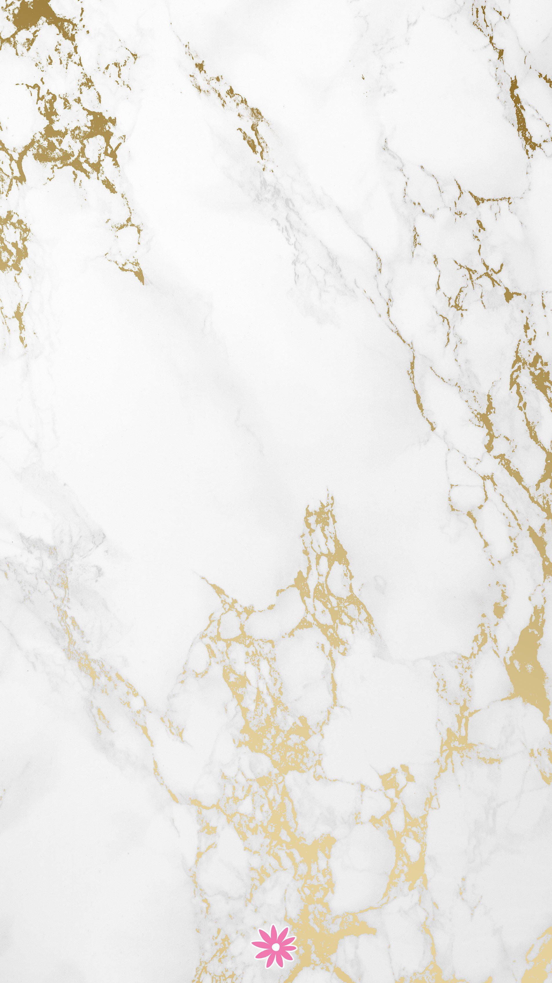 White Marble 桌布 壁紙 — 優雅的白色大理石帶有金色紋理，以有機圖案在表面流動。