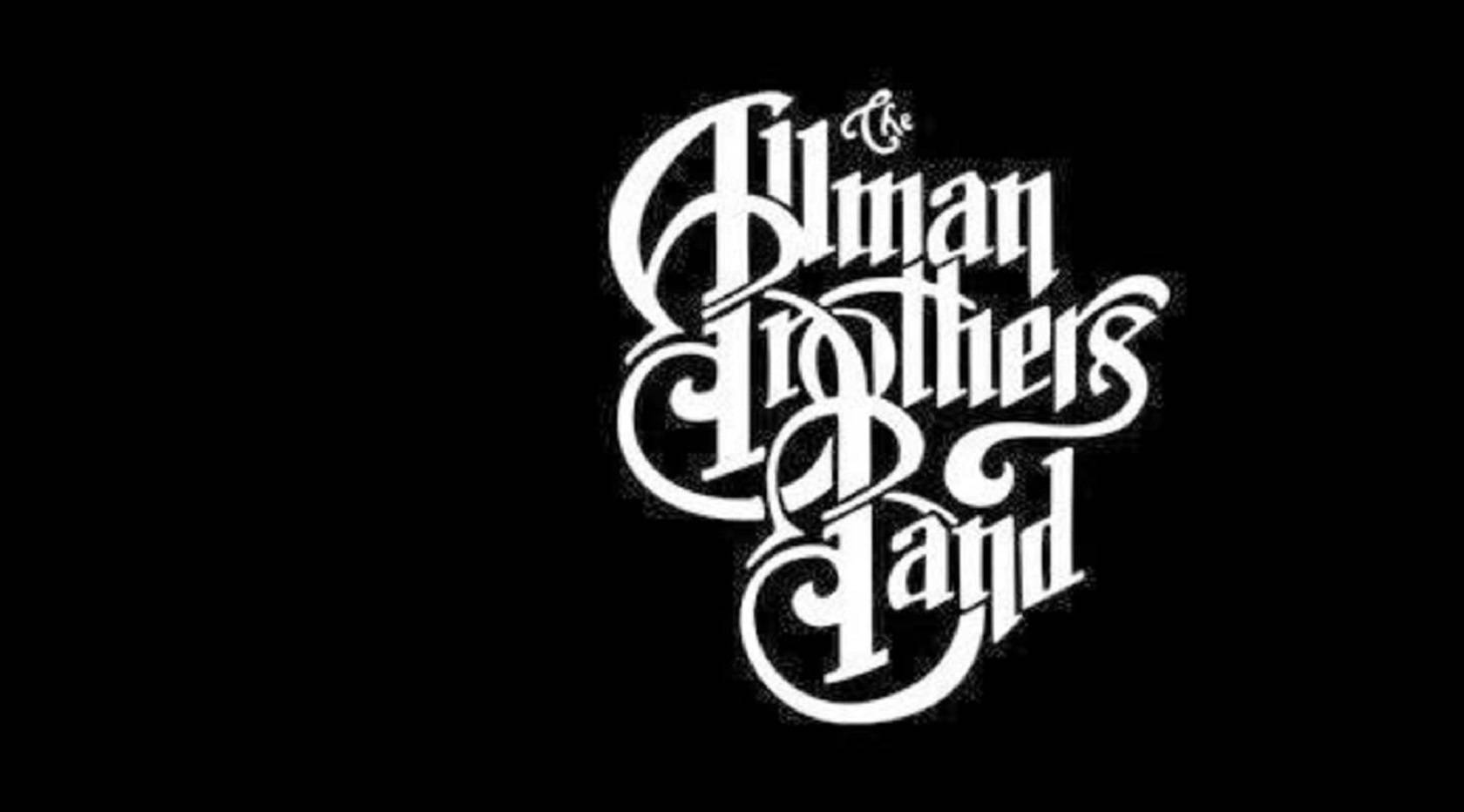 band 桌布 壁紙 — 優雅的白色書法標誌，用於 The Allman Brothers Band，置於純黑色背景上。