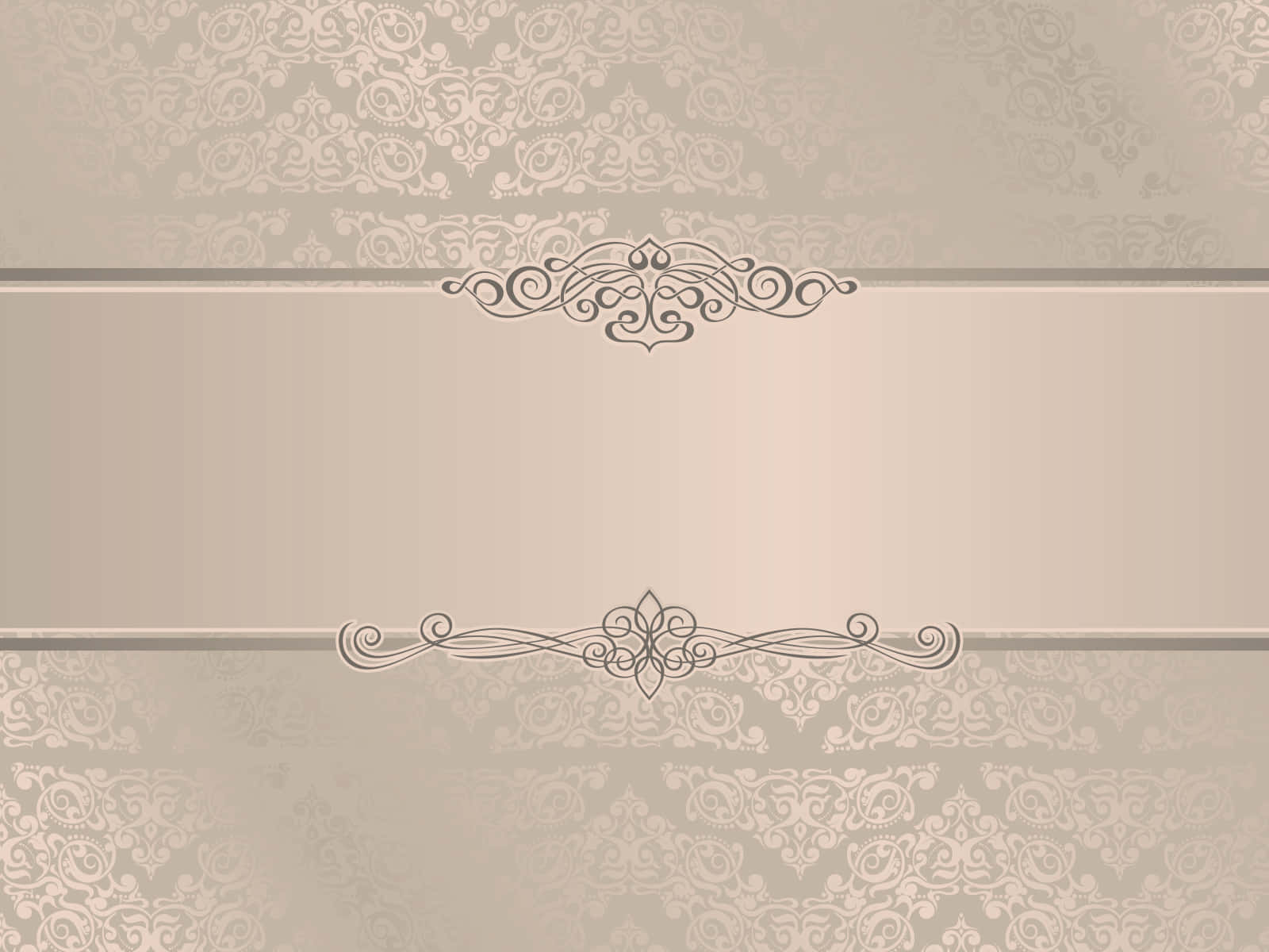 Wedding Invitation 桌布 壁紙 — 優雅的米色壁紙，帶有華麗的大馬士革圖案和裝飾性捲軸分隔線。
