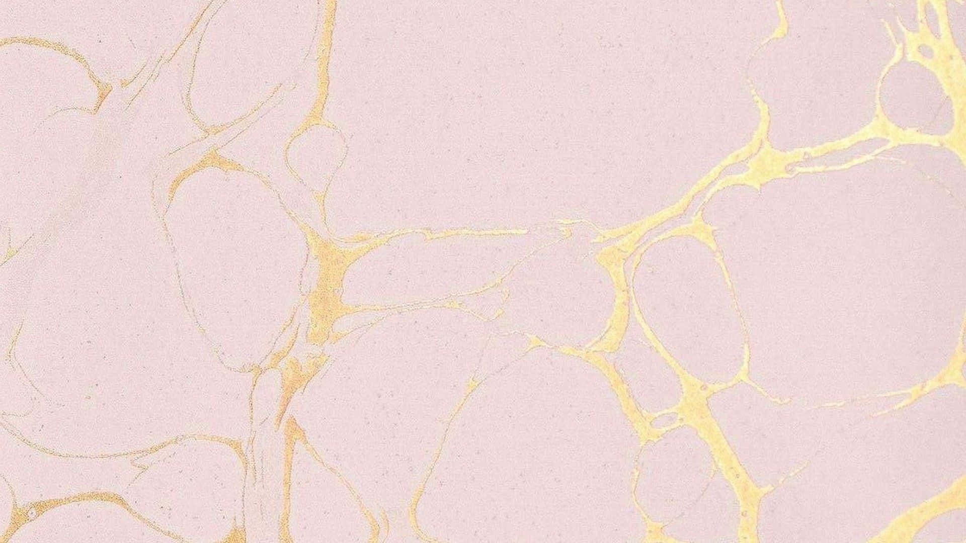 Rose Gold Desktop 桌布 壁紙 — 優雅的粉紅色背景，帶有流動的金色紋理，類似有機大理石圖案。