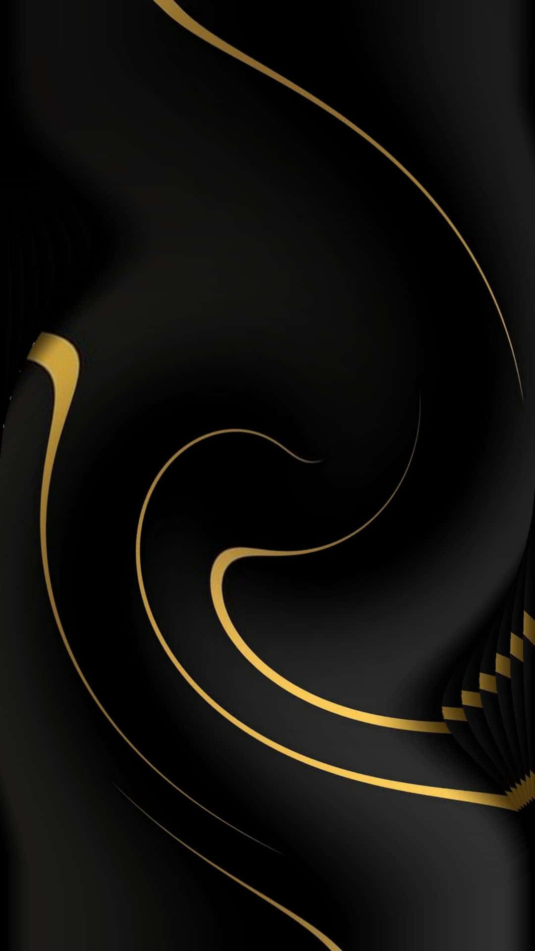Elegant Black And Gold 桌布 壁紙 — 優雅的金色漩渦在深黑色背景上滑動，形成奢華的抽象構圖。