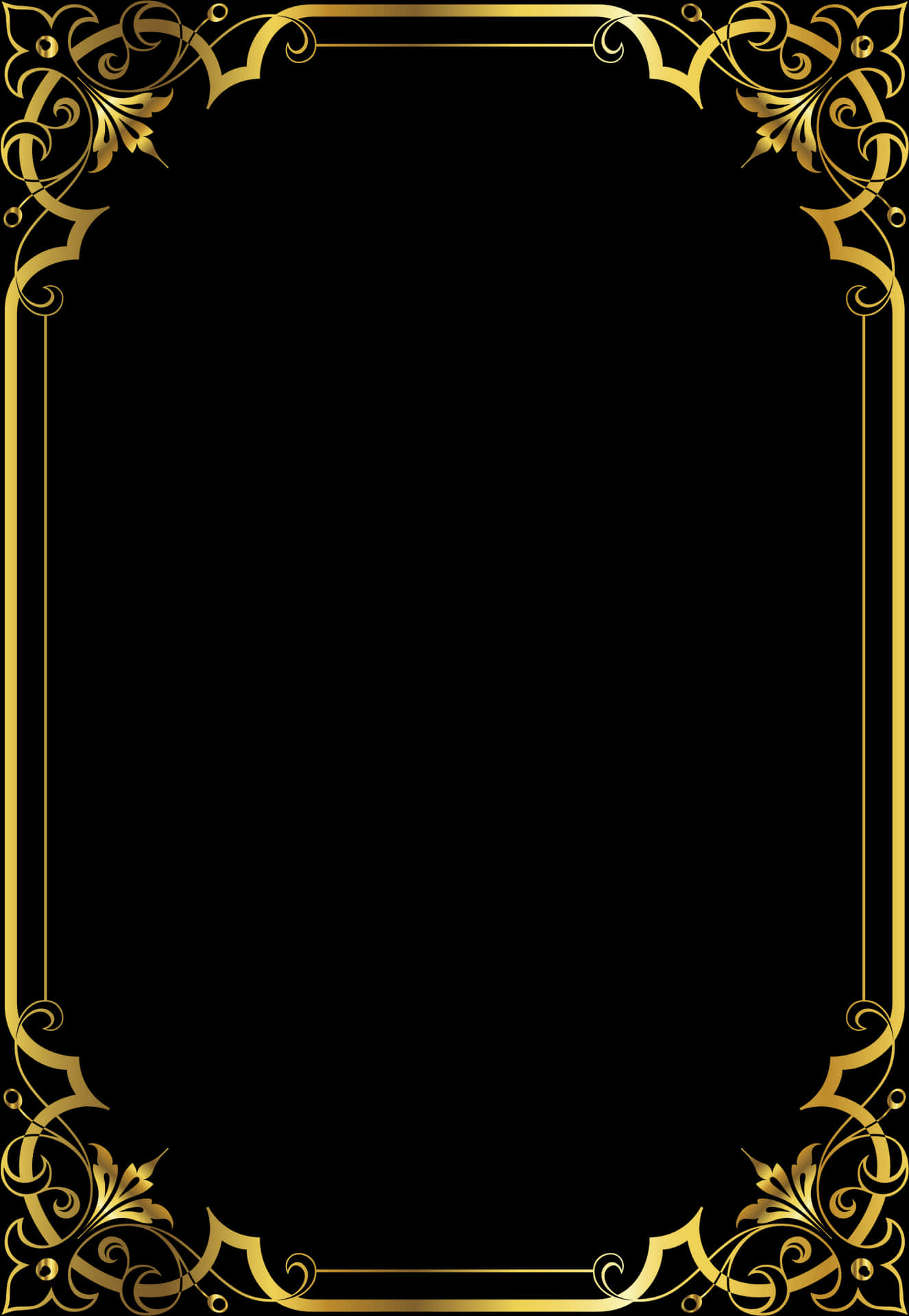 黑色背景上帶有花卉漩渦圖案的金色裝飾邊框。 — Valorant Logo 壁紙