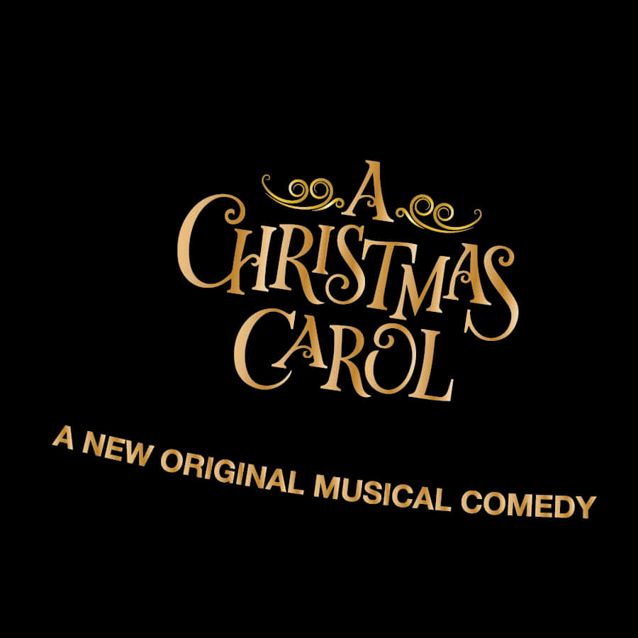 聖誕頌歌 桌布 壁紙 — 優雅的金色草書文字在純黑色背景上寫著「A Christmas Carol」，下方有較小的文字。