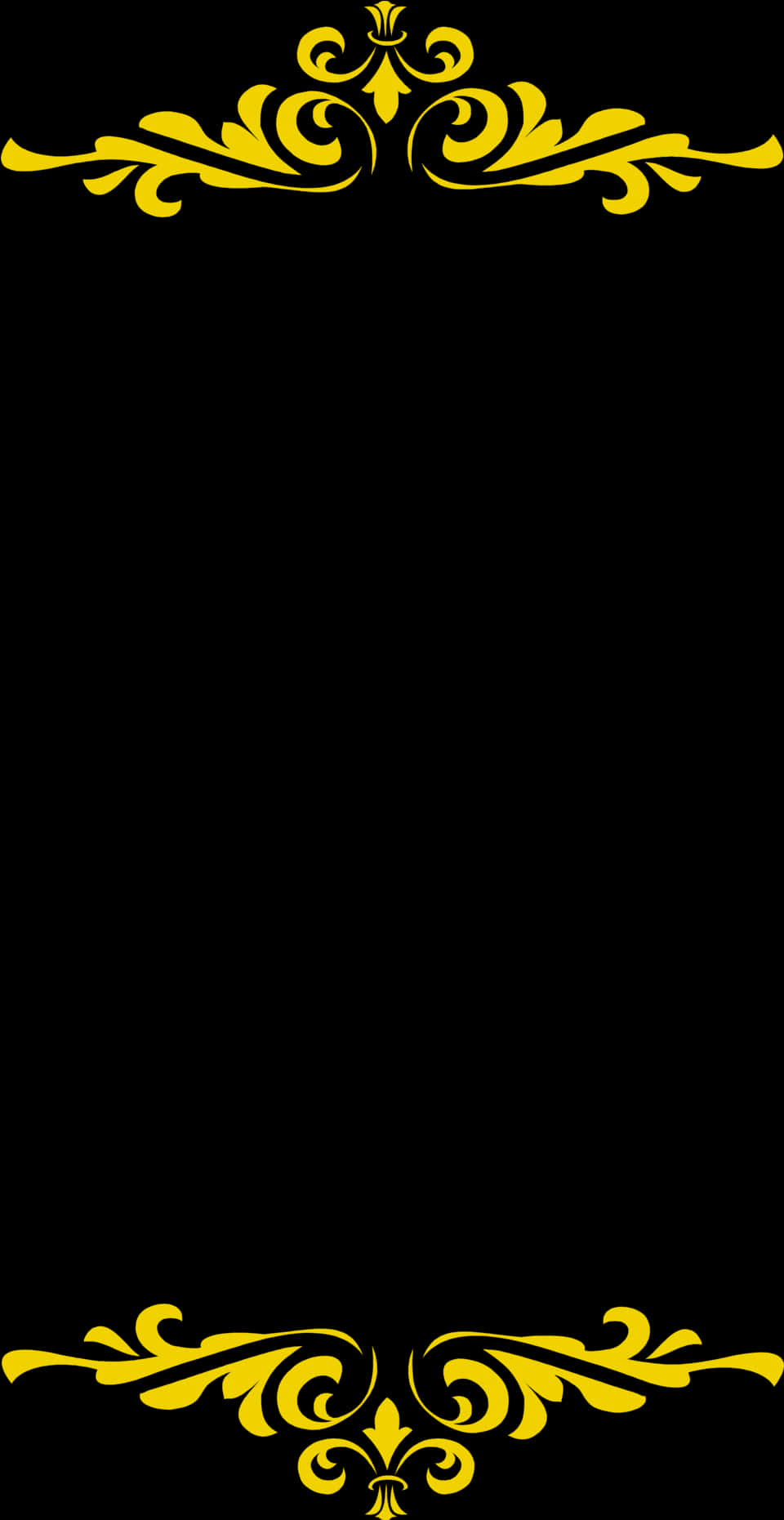 Snapchat 桌布 壁紙 — 優雅的金色裝飾花紋點綴在純黑色背景的頂部和底部。