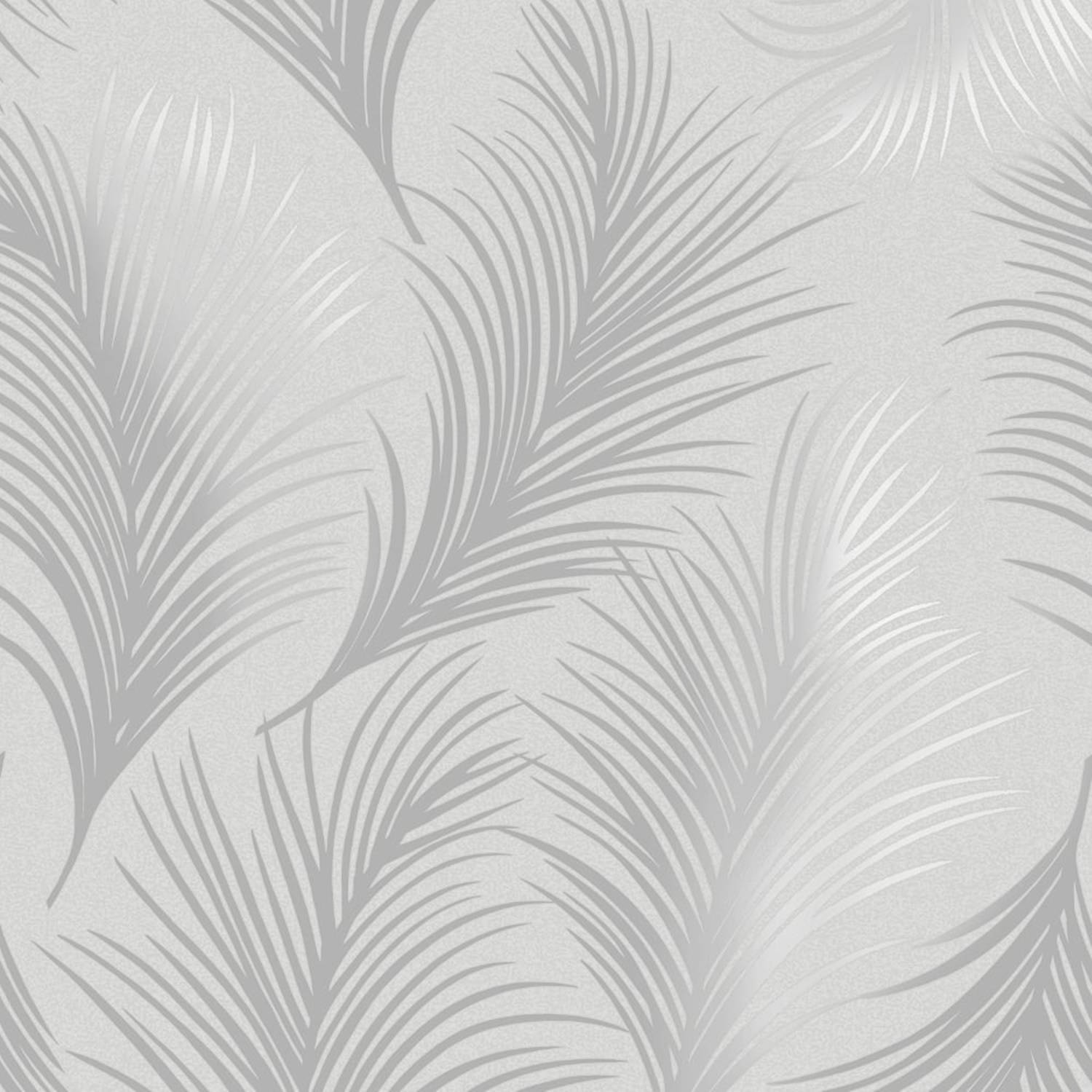 Interior Design 桌布 壁紙 — 優雅的銀色棕櫚葉圖案壁紙，帶有柔和漸變陰影，背景有紋理。