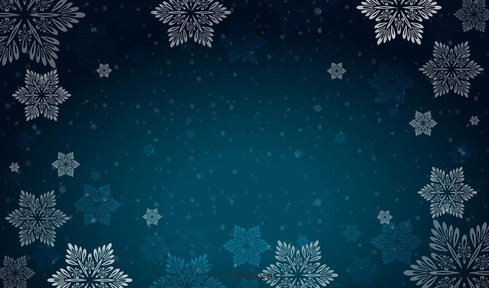 銀色雪花邊框深青色漸變，適合冬季節日裝飾。 — 雪花 GIF 壁紙