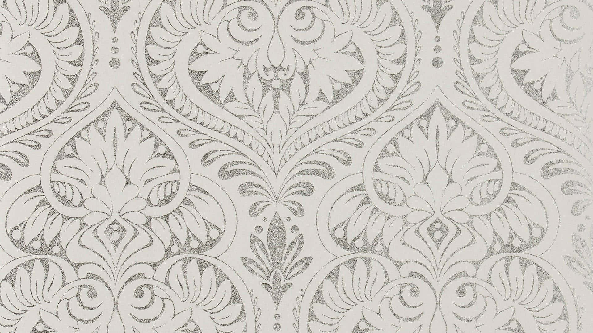 Beautiful Pattern 桌布 壁紙 — 優雅的錦緞壁紙，淺灰色背景上有精緻的銀色花卉圖案。