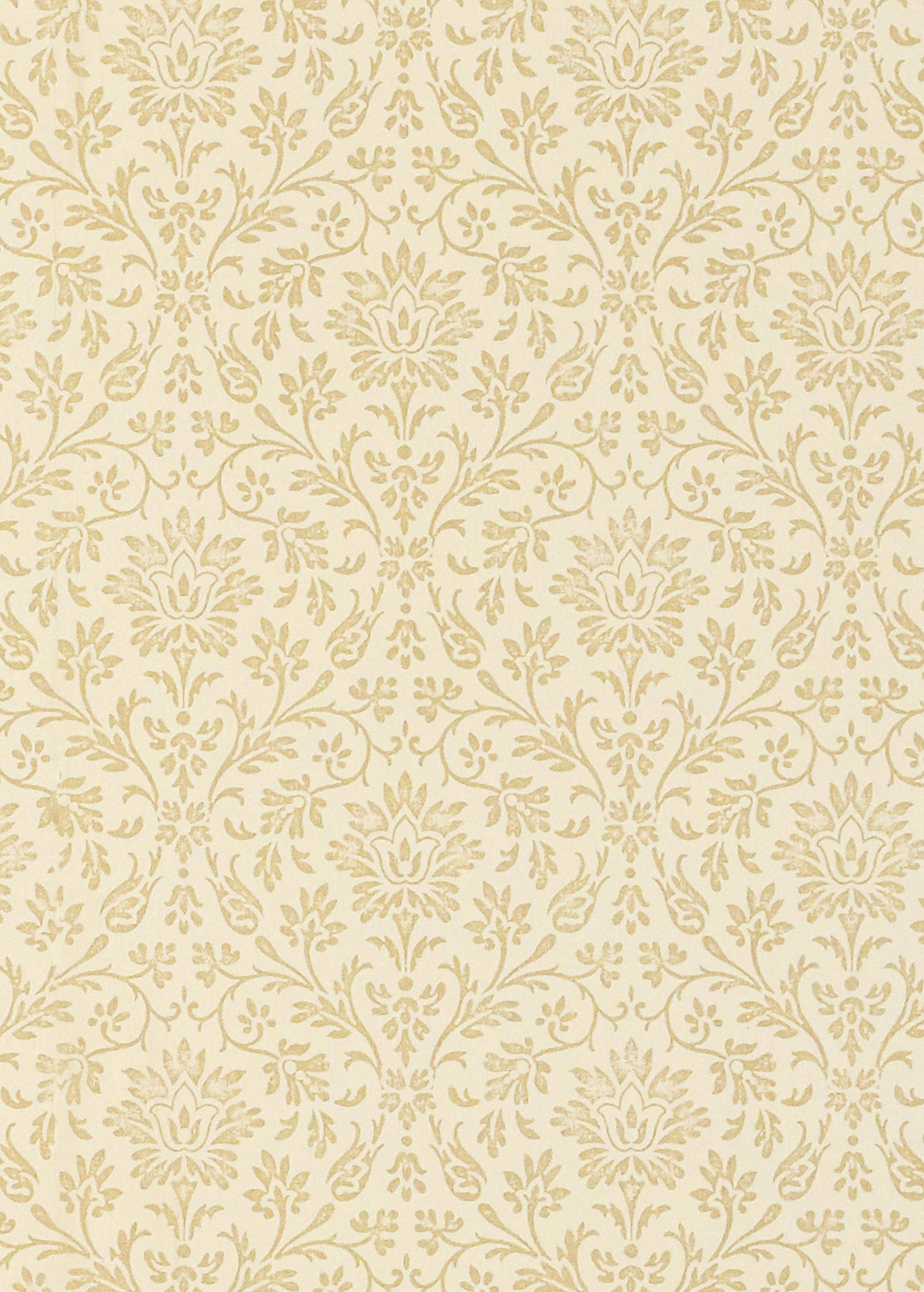 Gold And White 桌布 壁紙 — 優雅的錦緞壁紙，金色花卉藤蔓在奶油色背景上。