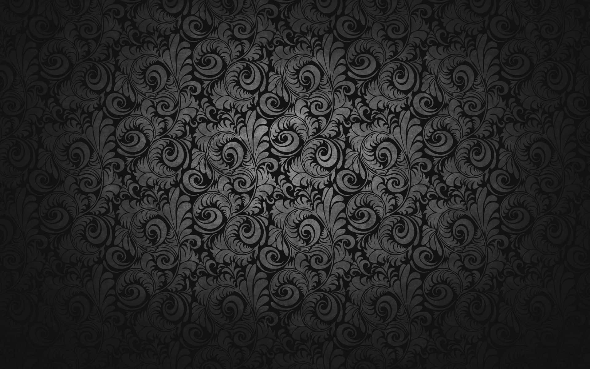 Dark Textured 桌布 壁紙 — 優雅的黑灰色大馬士革圖案，在深色紋理背景上帶有漩渦花卉圖案。