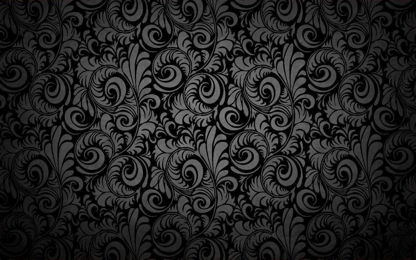 Pattern Desktop 桌布 壁紙 — 優雅的黑灰色大馬士革花紋壁紙，帶有漩渦花卉圖案和微妙的漸變陰影。