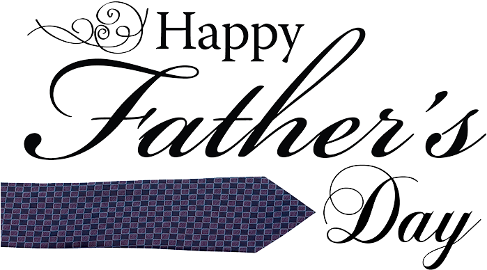 父親節 桌布 壁紙 — 優雅的黑白「Happy Father's Day」文字，附有指向右方的圖案領帶圖形。